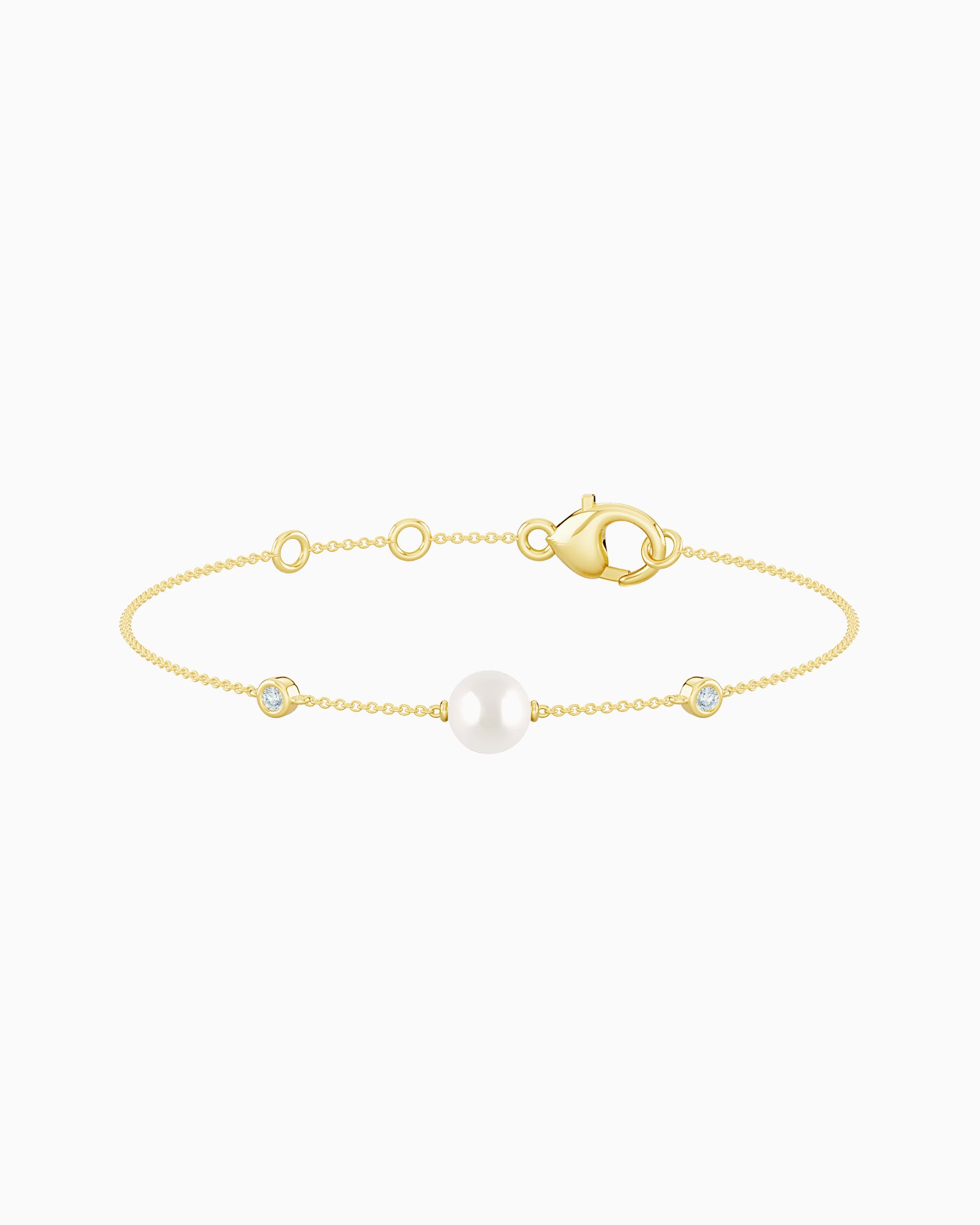 Eternal 9K Gold Lab Grown Diamond & Freshwater Pearl Bracelet