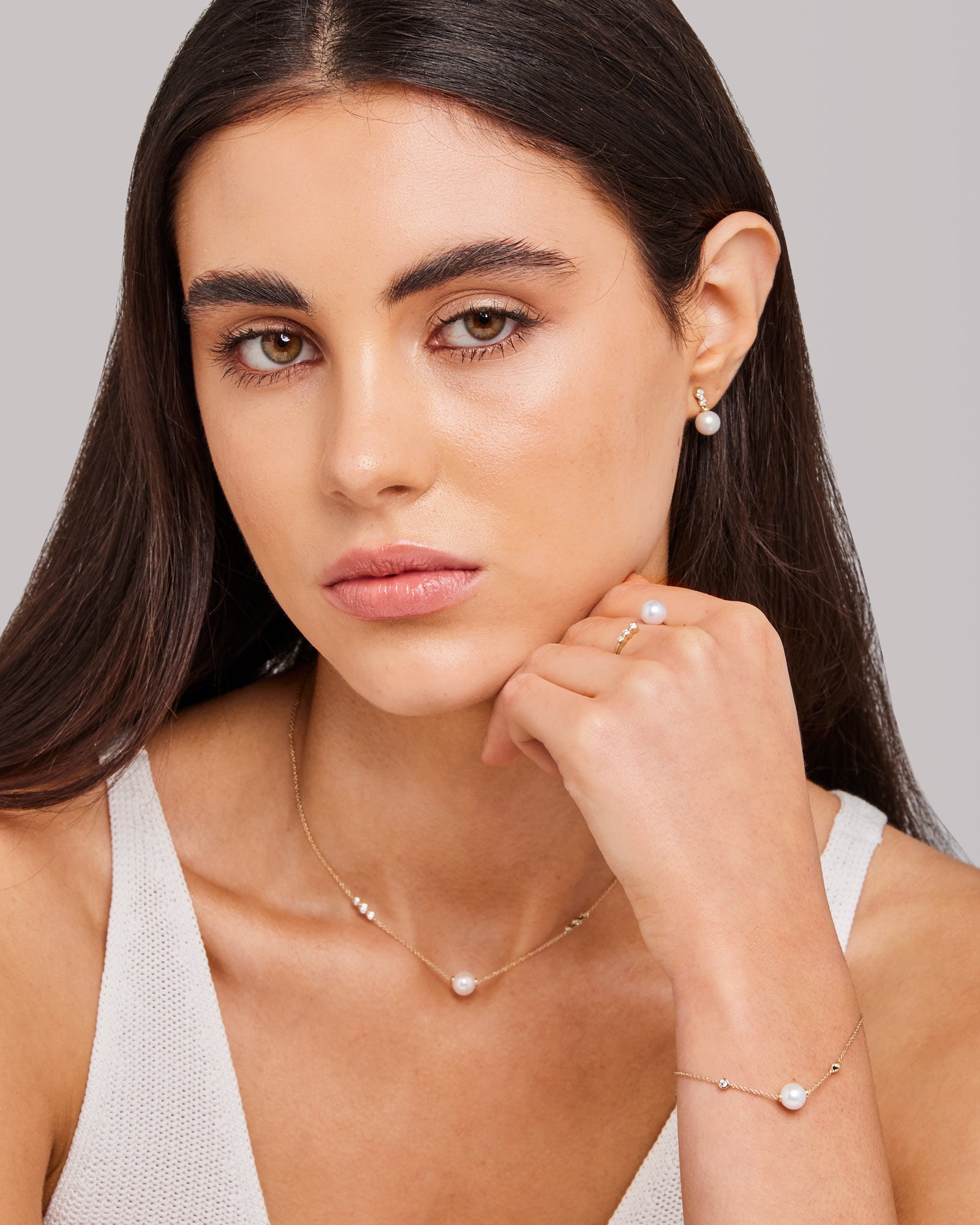 Eternal 9K Gold Lab Grown Diamond & Freshwater Pearl Bracelet