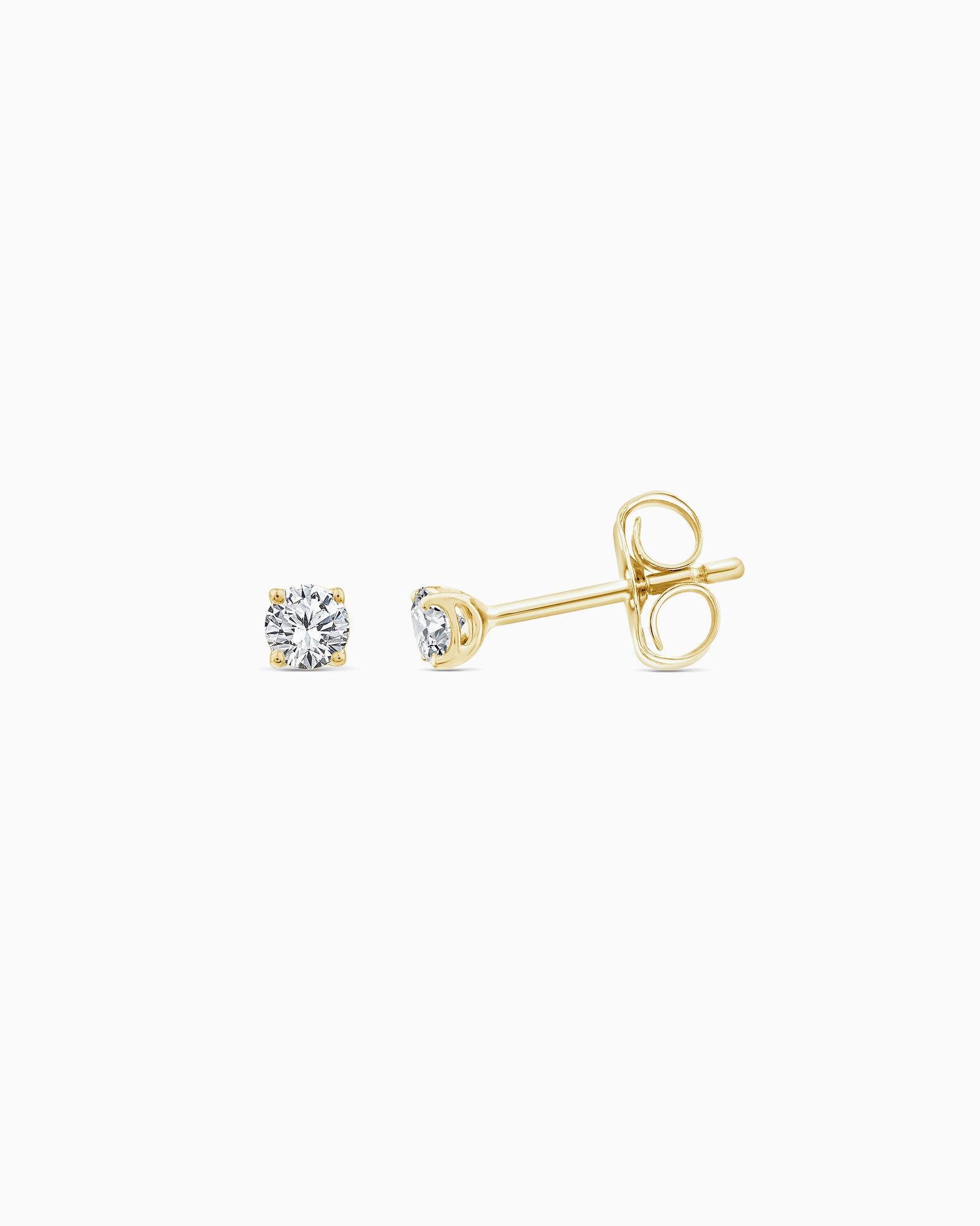 Signature 9K Yellow Gold 0.25ct Lab Grown Diamond 4-Claw Stud Earrings