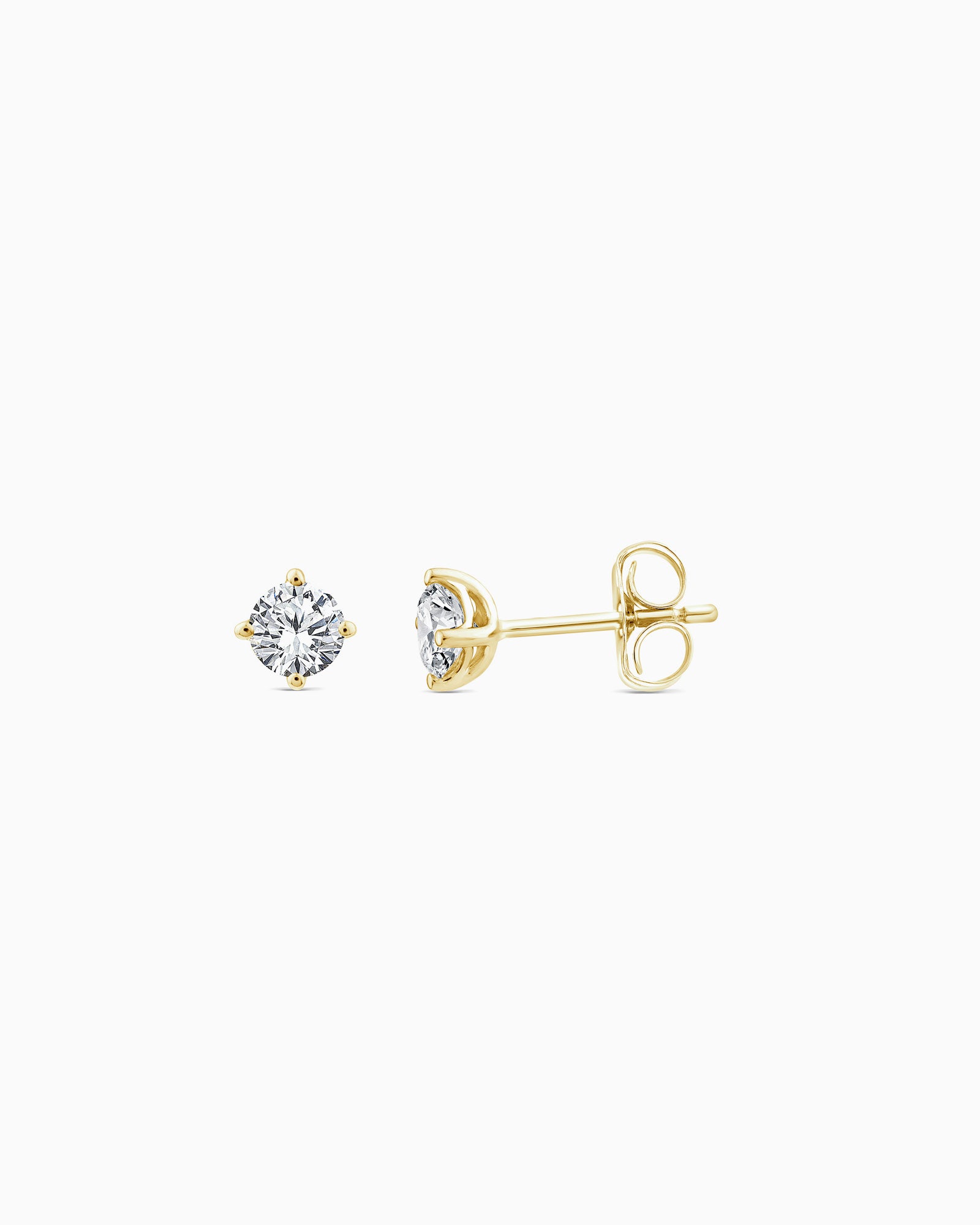 Signature 9K Yellow Gold 0.50ct Lab Grown Diamond 4-Claw Stud Earrings
