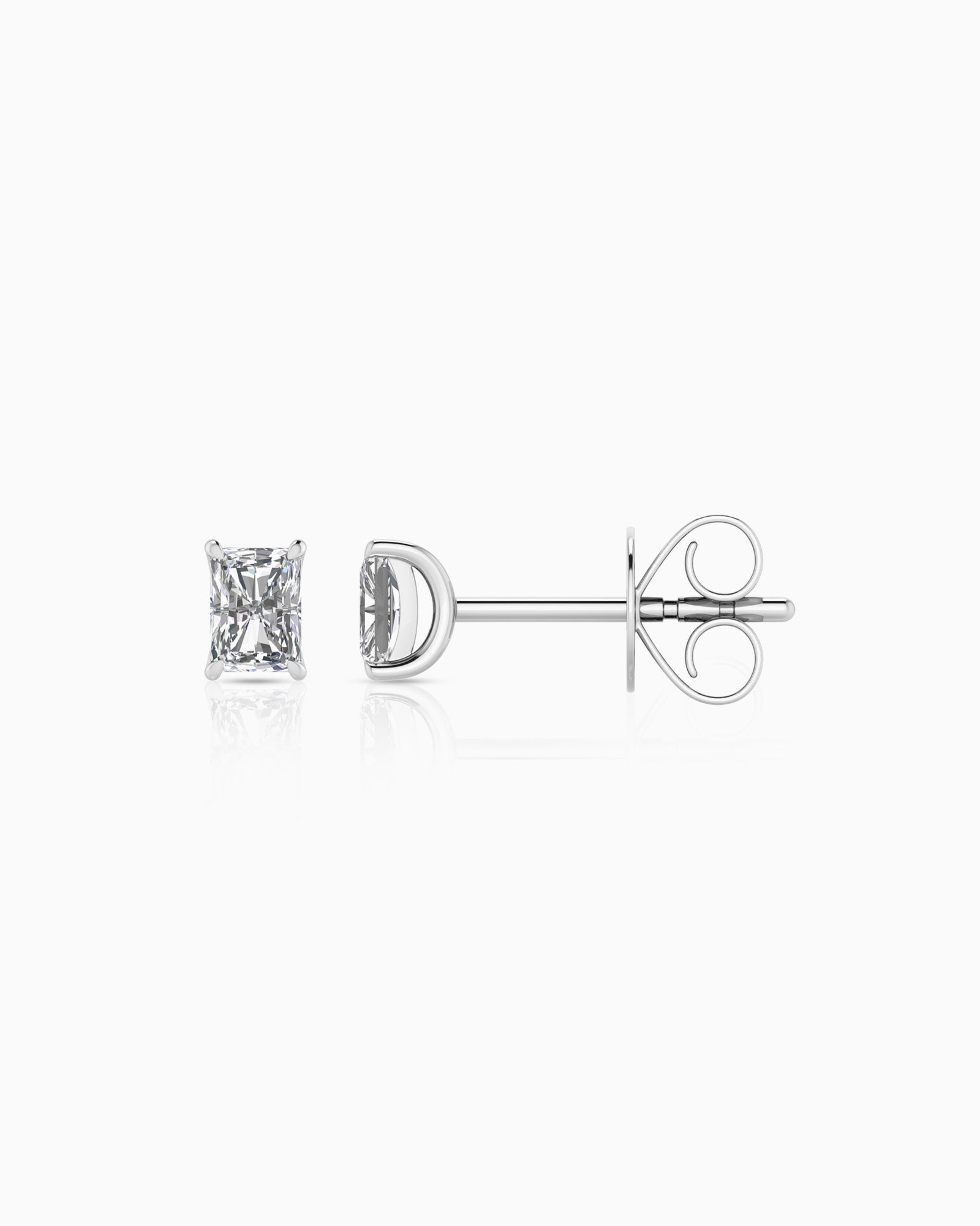 Signature 9K White Gold 0.50ct Radiant Lab Grown Diamond Claw Stud Earrings