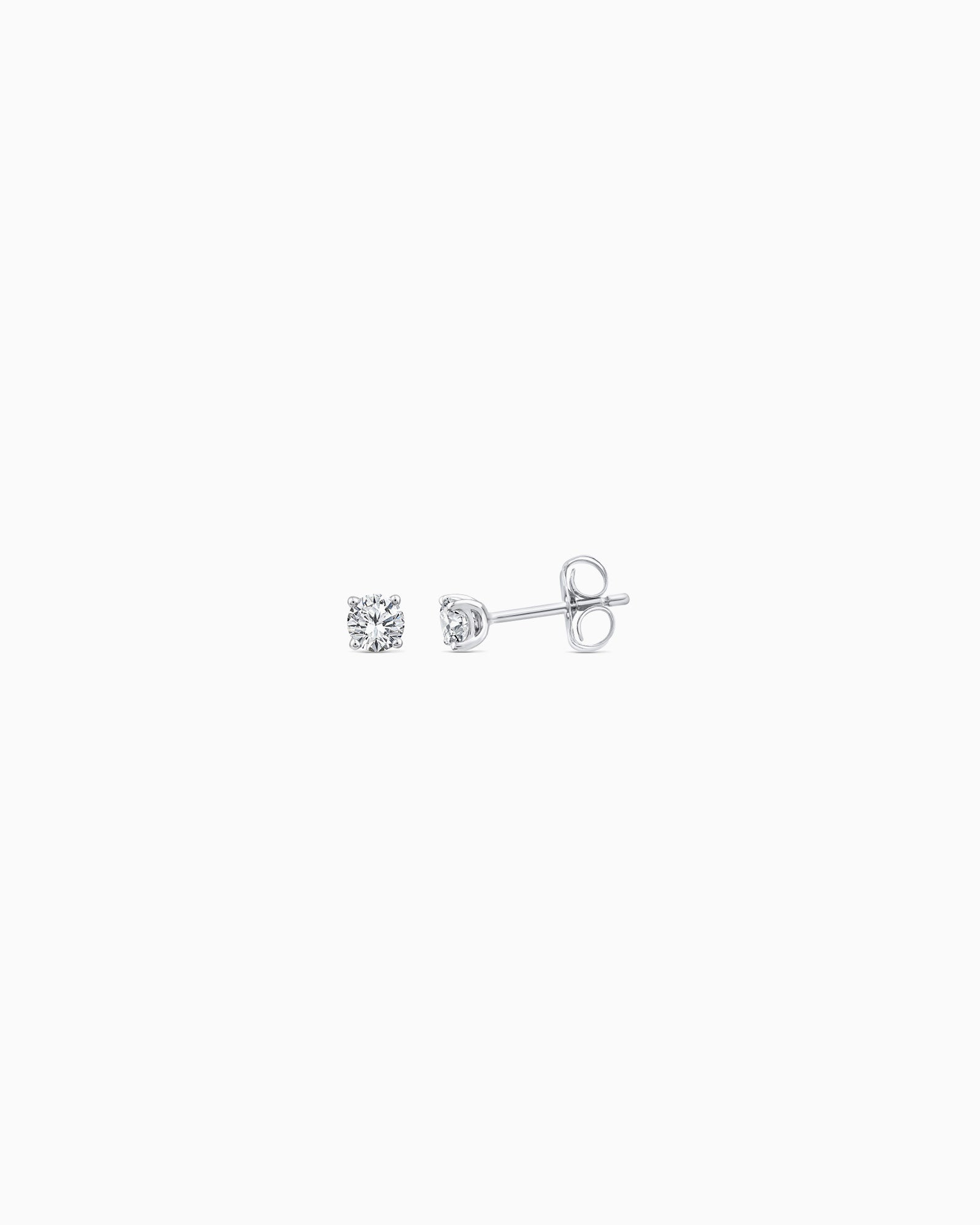 Signature 9K White Gold 0.10ct Lab Grown Diamond 4-Claw Stud Earrings