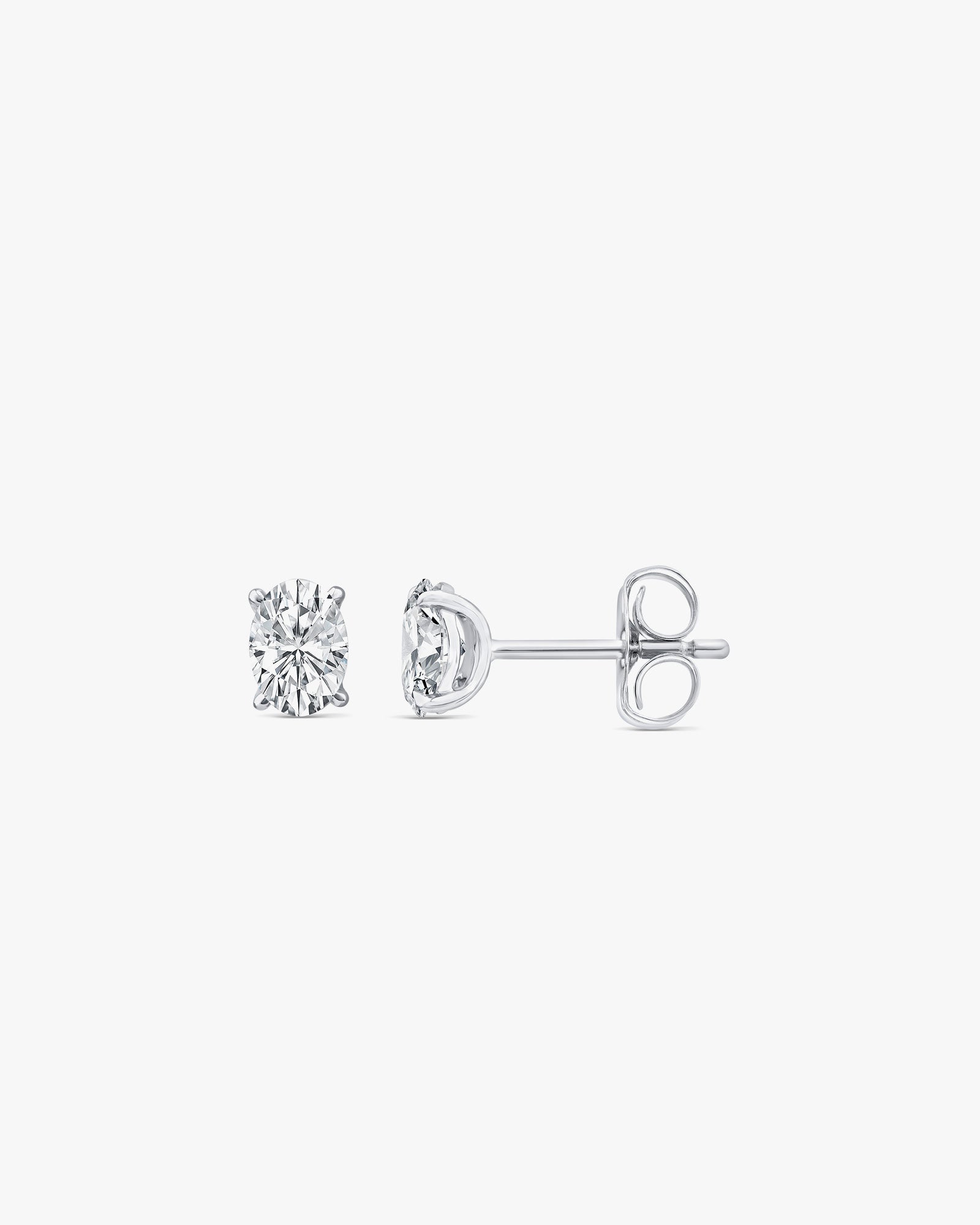 Signature 9K White Gold 0.50ct Oval Lab Grown Diamond 4 Claw Stud Earrings