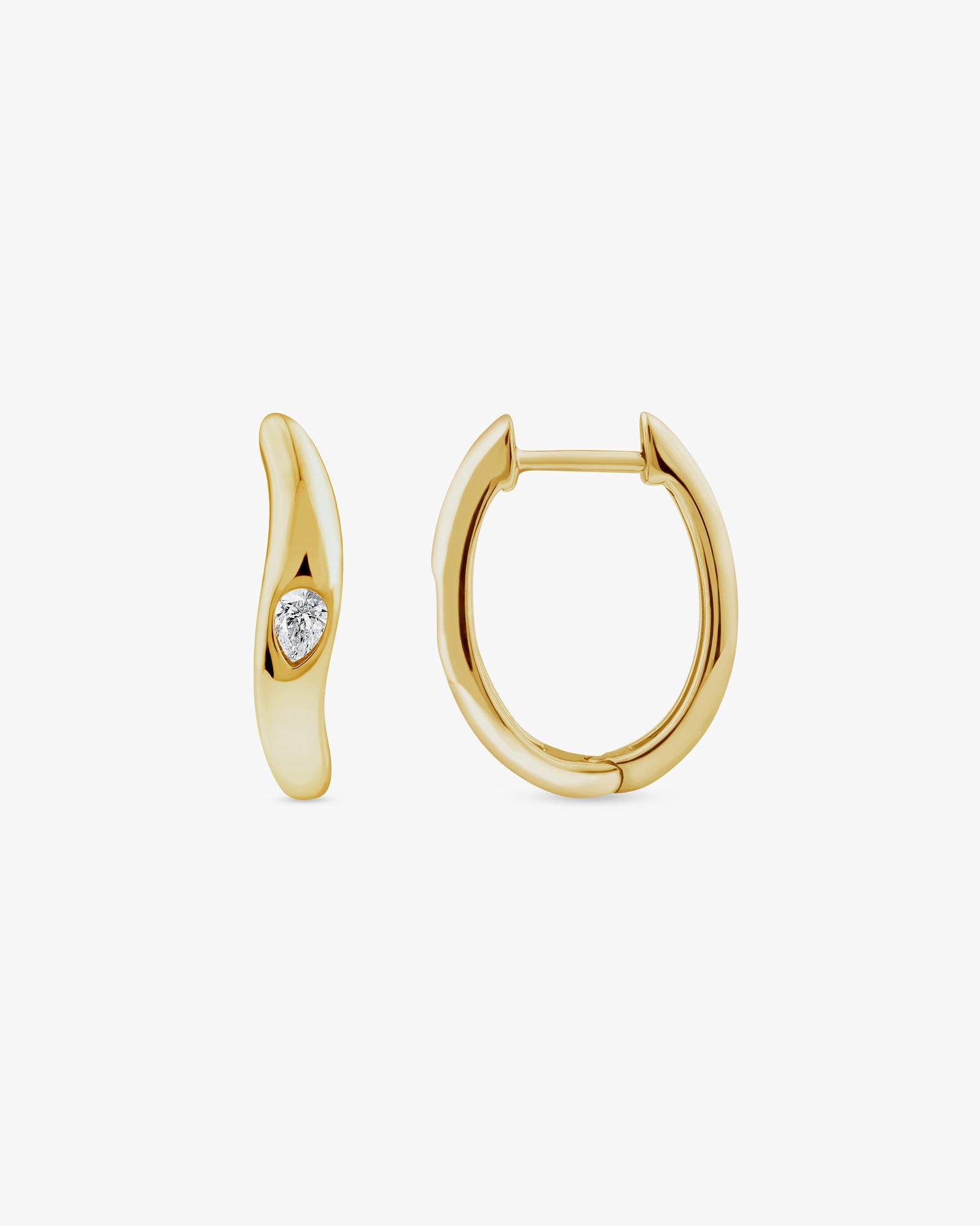 Flow 9K Gold 0.12ct Pear Lab Grown Diamond Wave Huggie Earrings