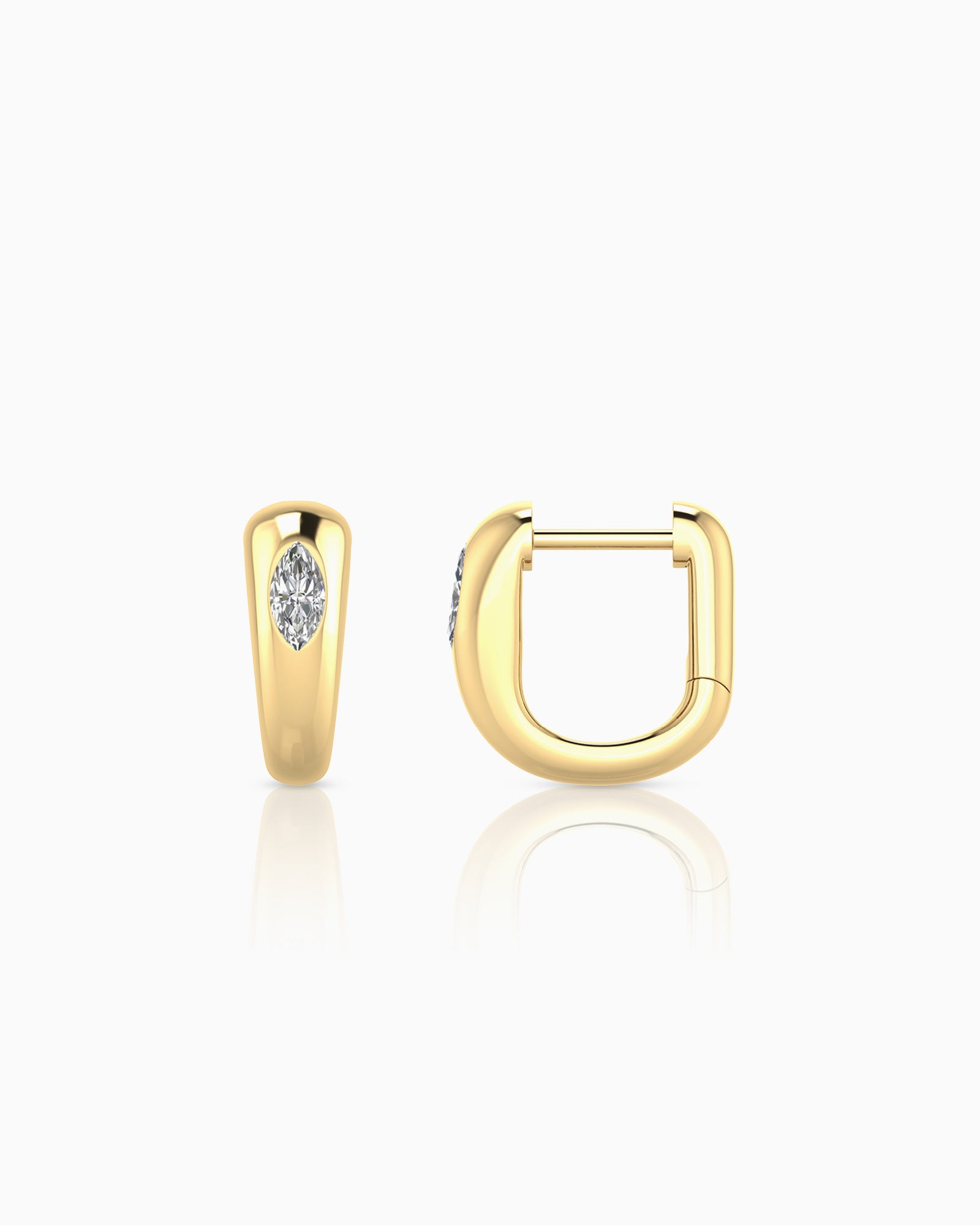 Flow 9K Gold 0.20ct Marquise Lab Grown Diamond Chunky Huggie Earrings