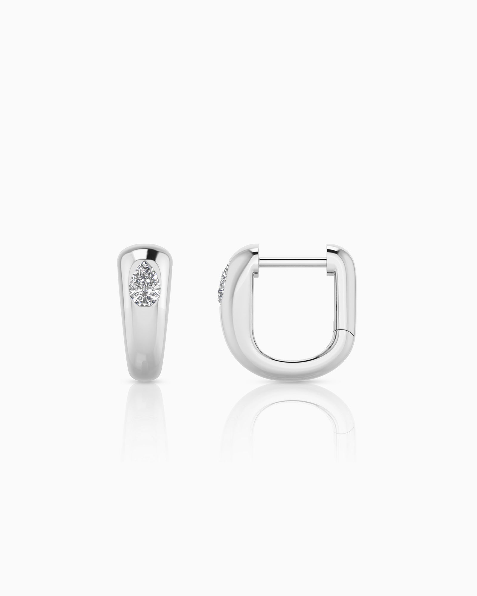 Flow 9K White Gold 0.20ct Pear Lab Grown Diamond Chunky Huggie Earrings