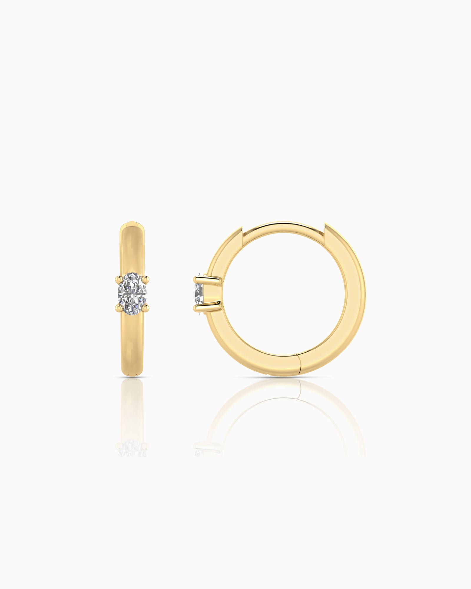 Radiance 9K Gold 0.12ct Oval Lab Grown Diamond Huggie Earrings