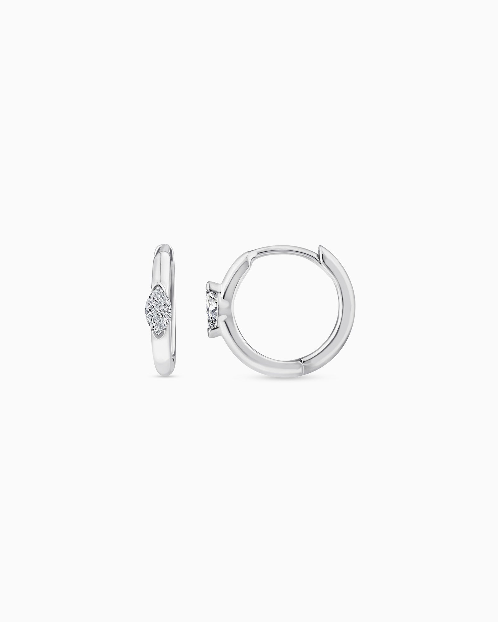 Radiance 9K White Gold Marquise Lab Grown Diamond Huggies