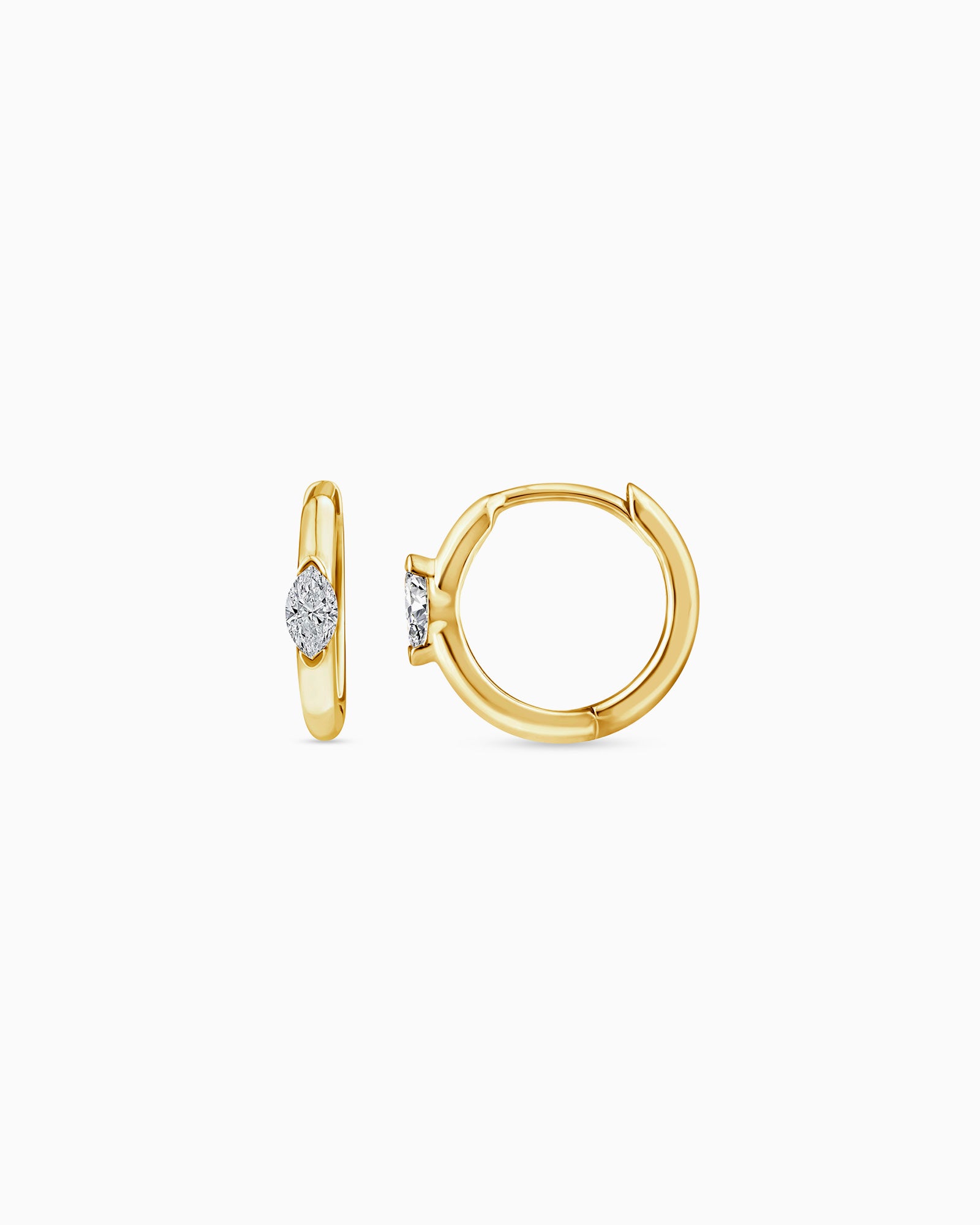 Radiance 9K Yellow Gold Marquise Lab Grown Diamond Huggies