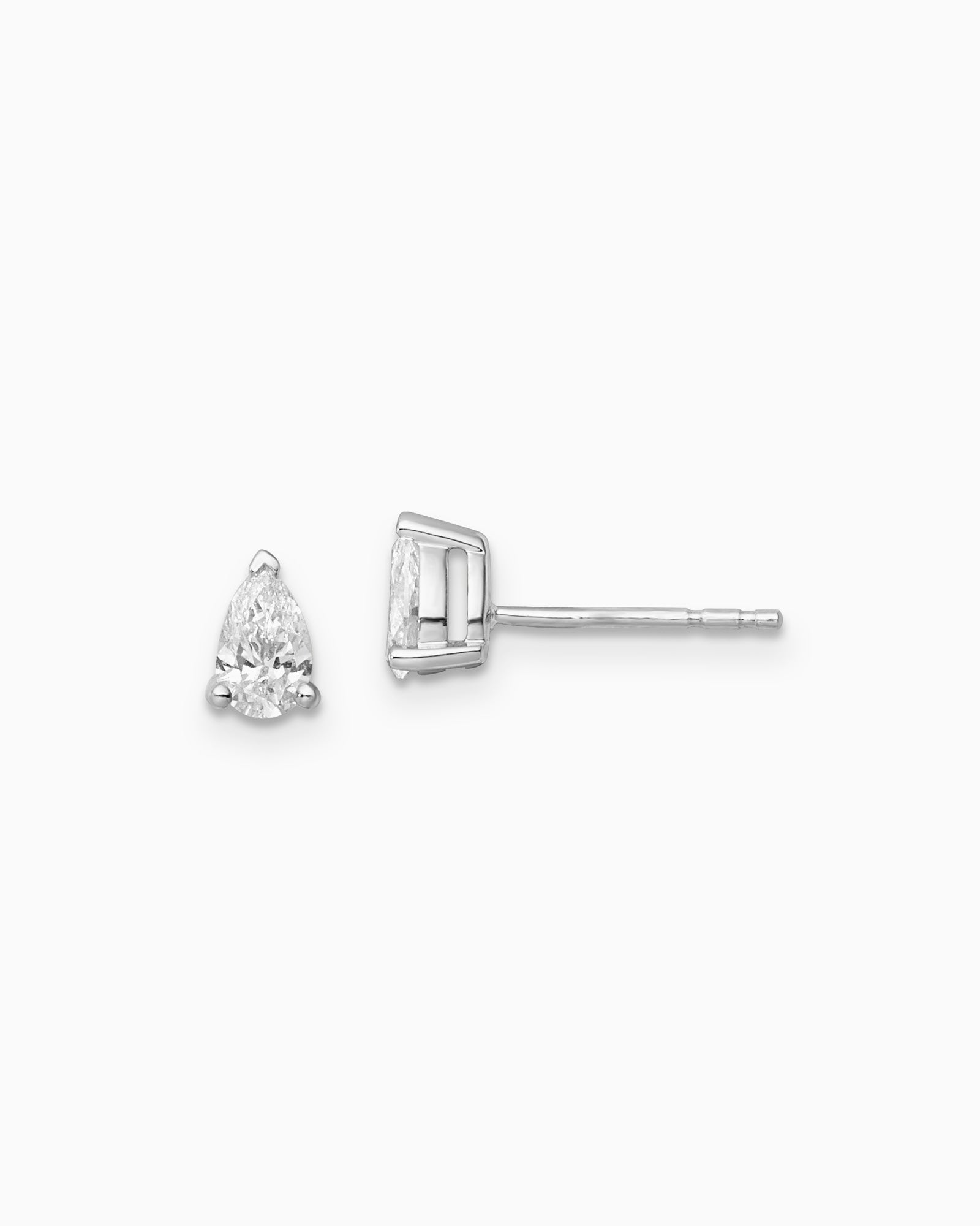 Signature 9K White Gold 0.50ct Pear Lab Grown Diamond Claw Stud Earrings