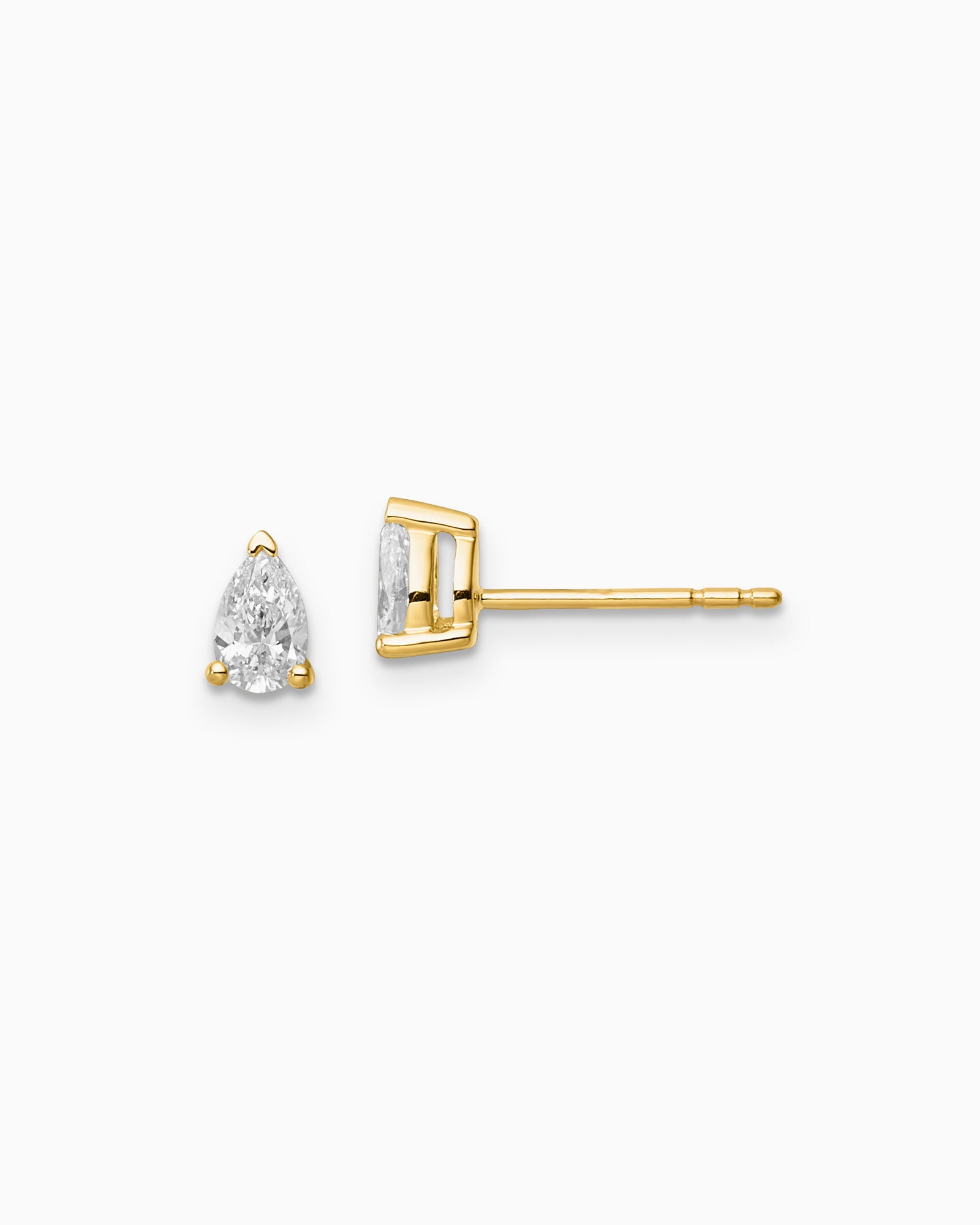 Signature 9K Gold 0.50ct Pear Lab Grown Diamond Claw Stud Earrings