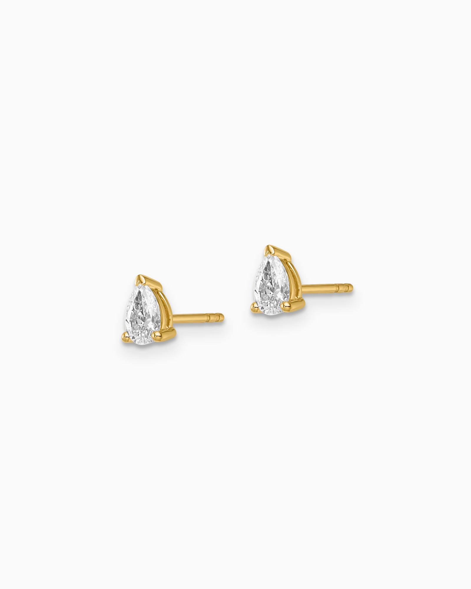 Signature 9K Gold 0.50ct Pear Lab Grown Diamond Claw Stud Earrings