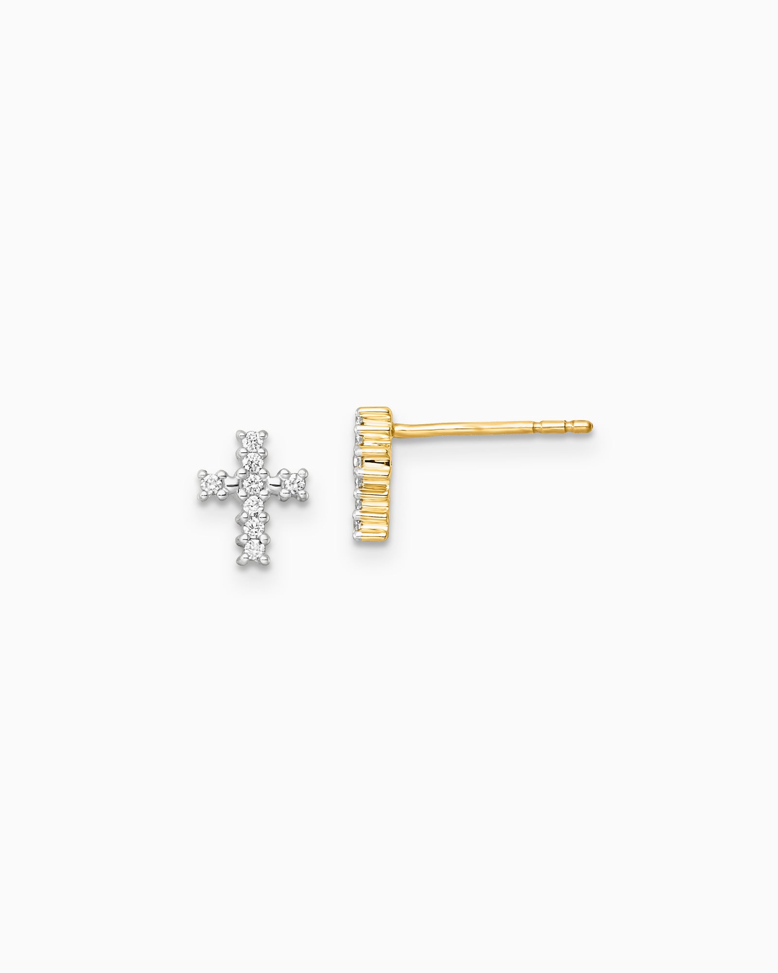Signature 9K Gold 0.10ct Lab Grown Diamond Cross Stud Earrings