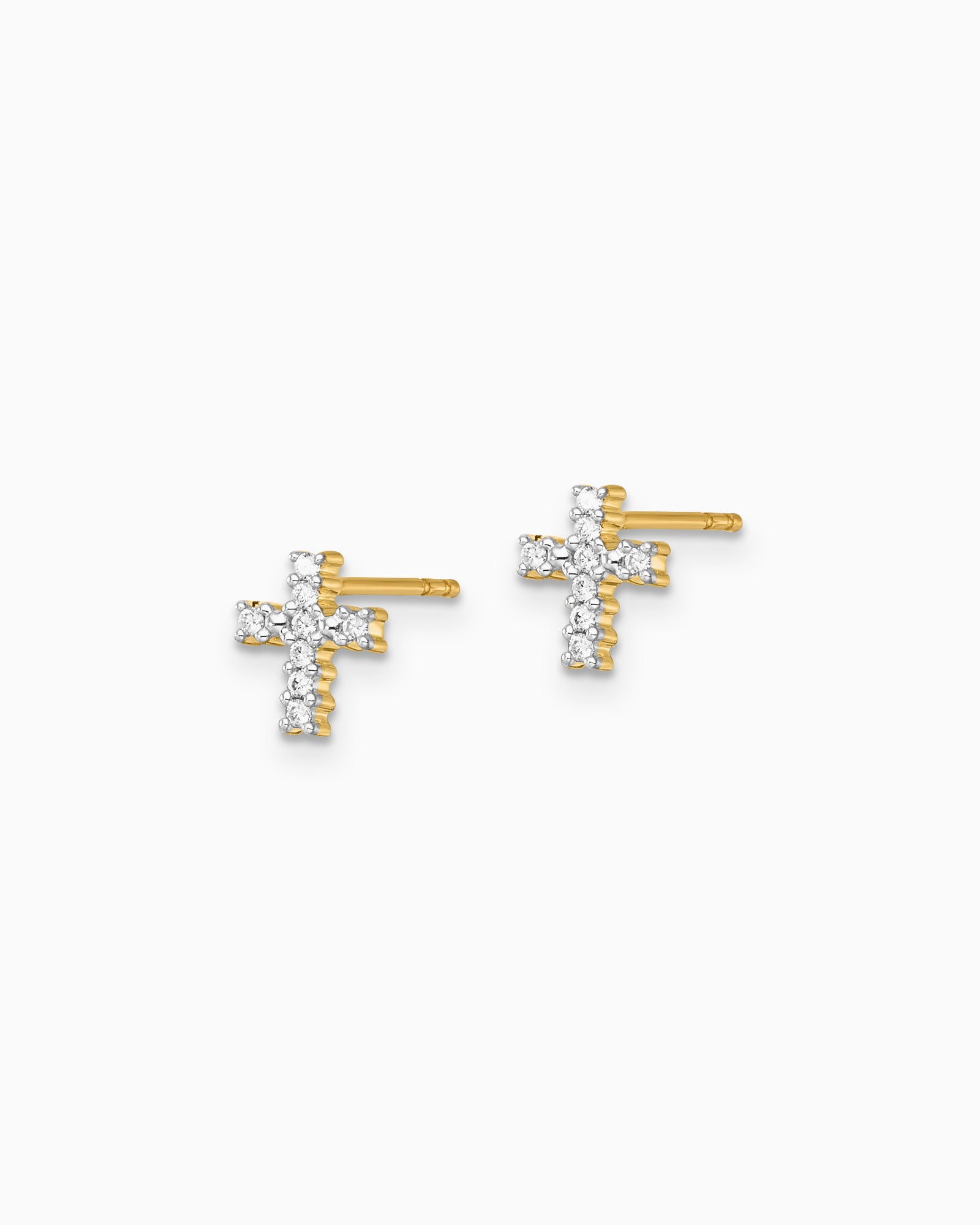 Signature 9K Gold 0.10ct Lab Grown Diamond Cross Stud Earrings