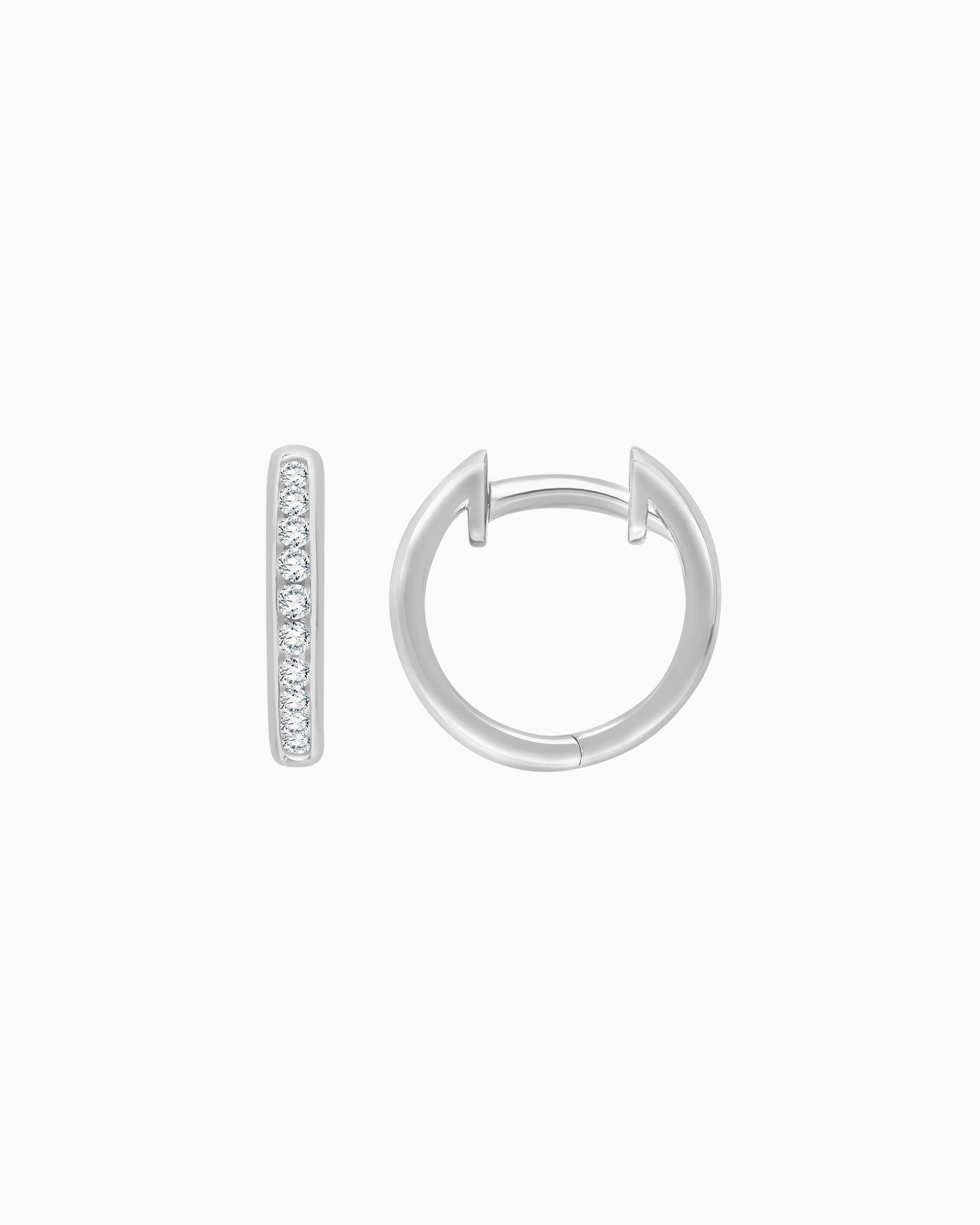 Signature 9K White Gold 0.15ct Lab Grown Diamond Round Huggie Earrings