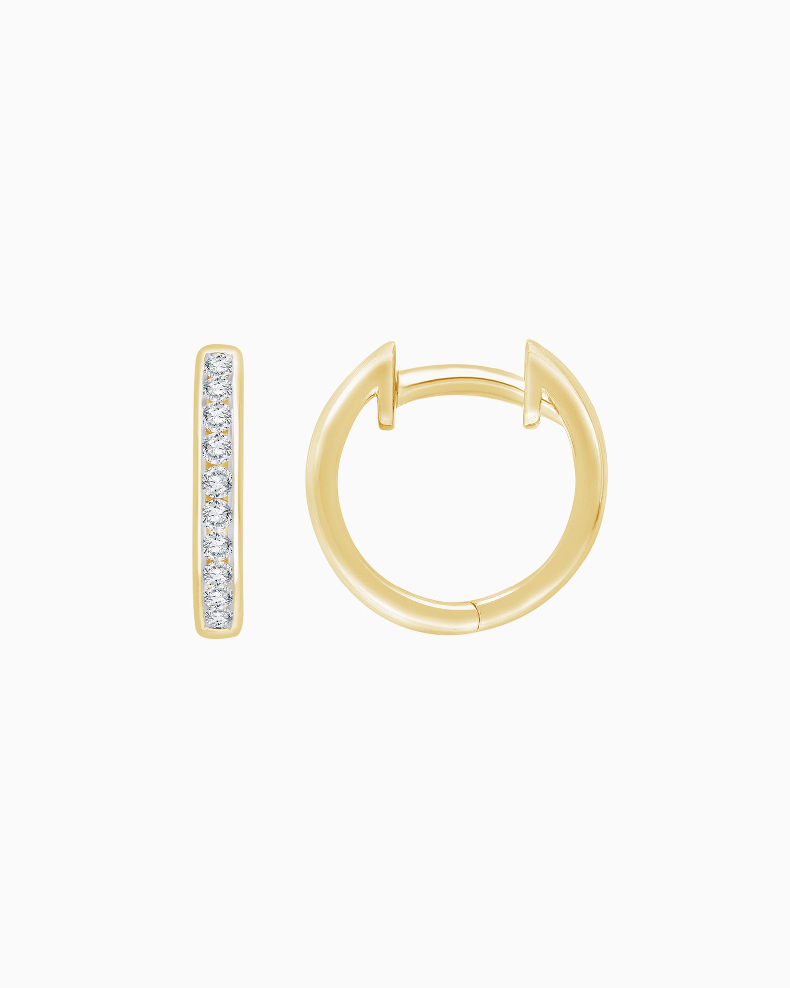 Signature 9K Gold 0.25ct Lab Grown Diamond Round Huggie Earrings