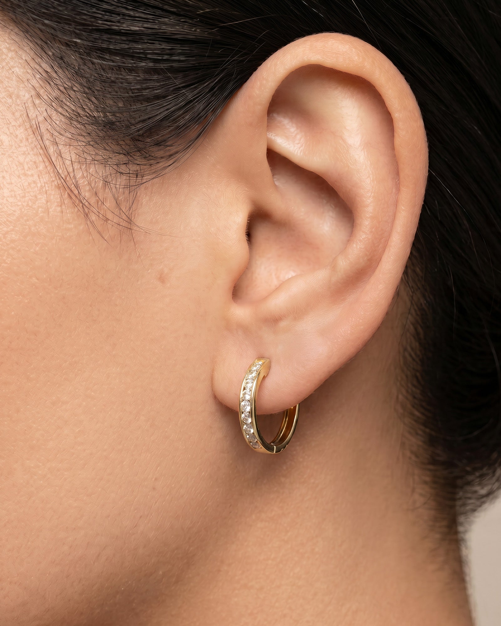 Signature 9K Gold 0.50ct Lab Grown Diamond Round Huggie Earrings