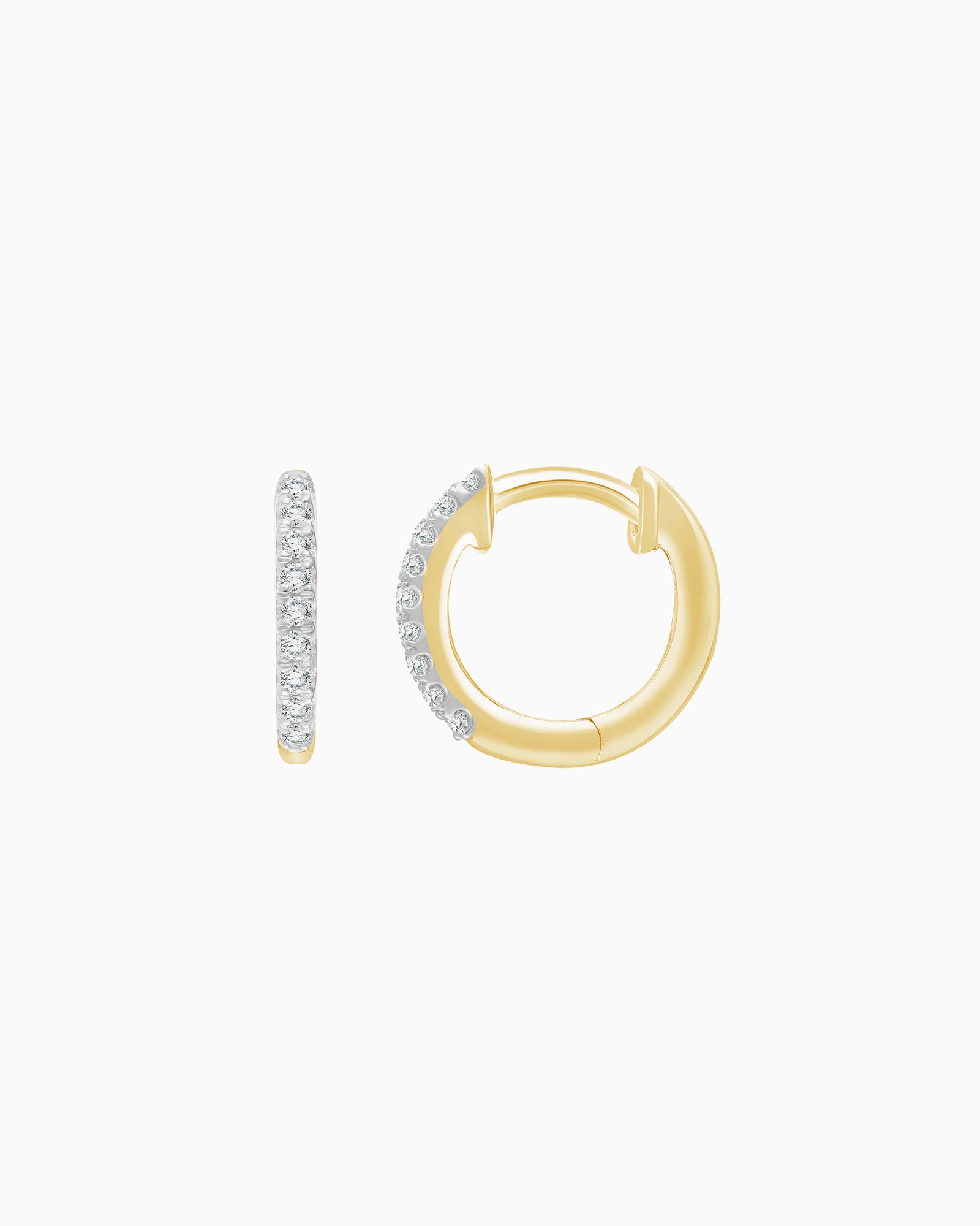 Signature 9K Gold 0.15ct Lab Grown Diamond Round Claw Huggie Earrings