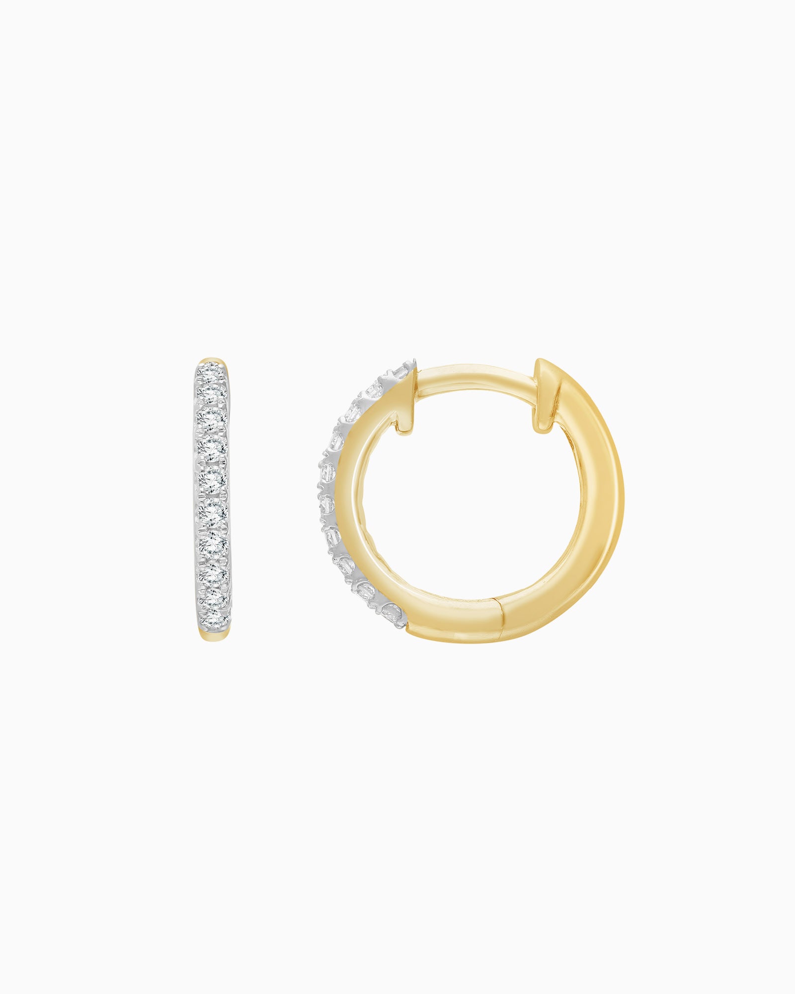 Signature 9K Gold 0.25ct Lab Grown Diamond Round Claw Huggie Earrings