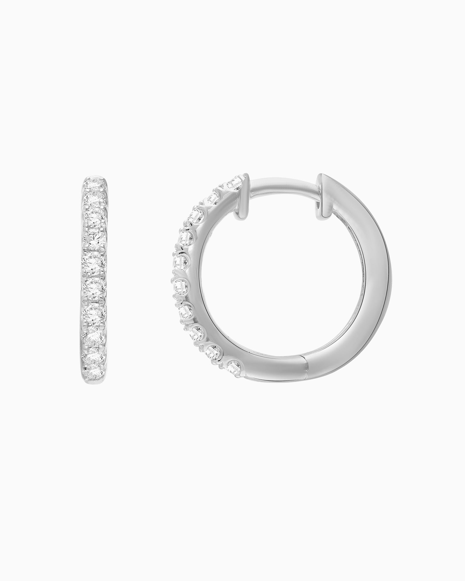 Signature 9K White Gold 0.50ct Lab Grown Diamond Round Claw Huggie Earrings