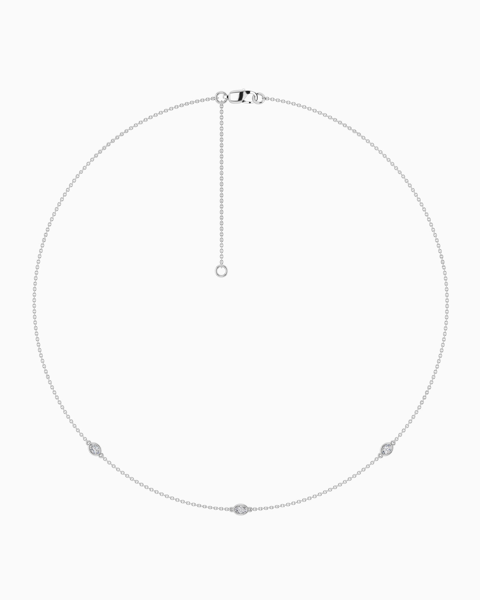 Signature 9K White Gold 0.25ct Lab Grown Diamond Station Necklace