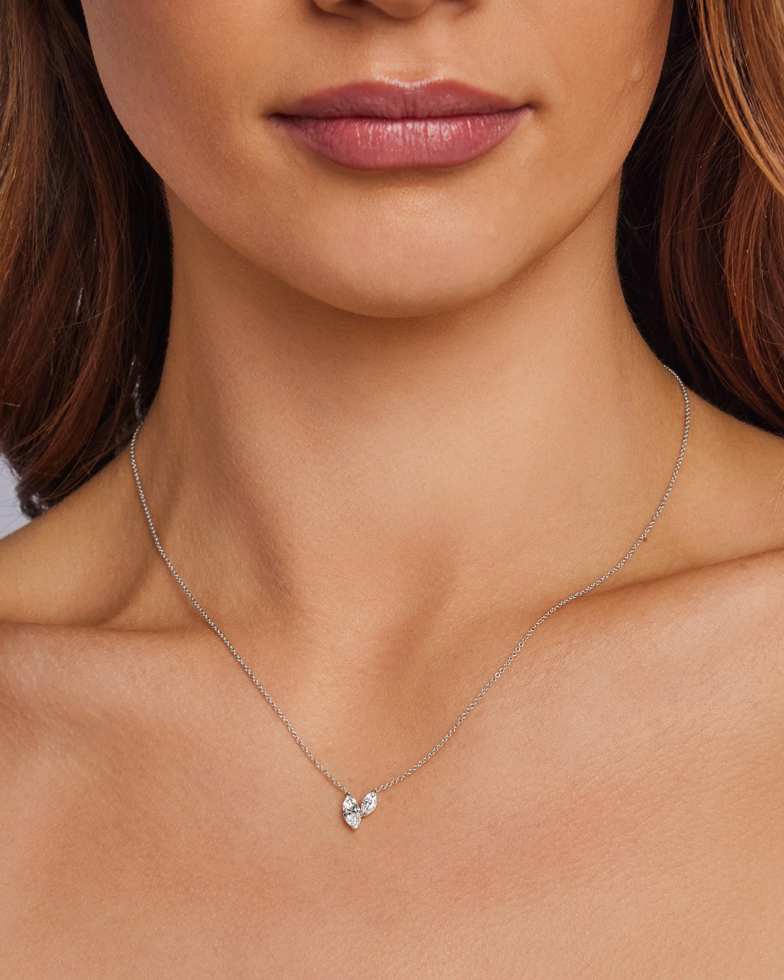 Radiance 9K White Gold 0.70ct Marquis Lab Grown Diamond Necklace