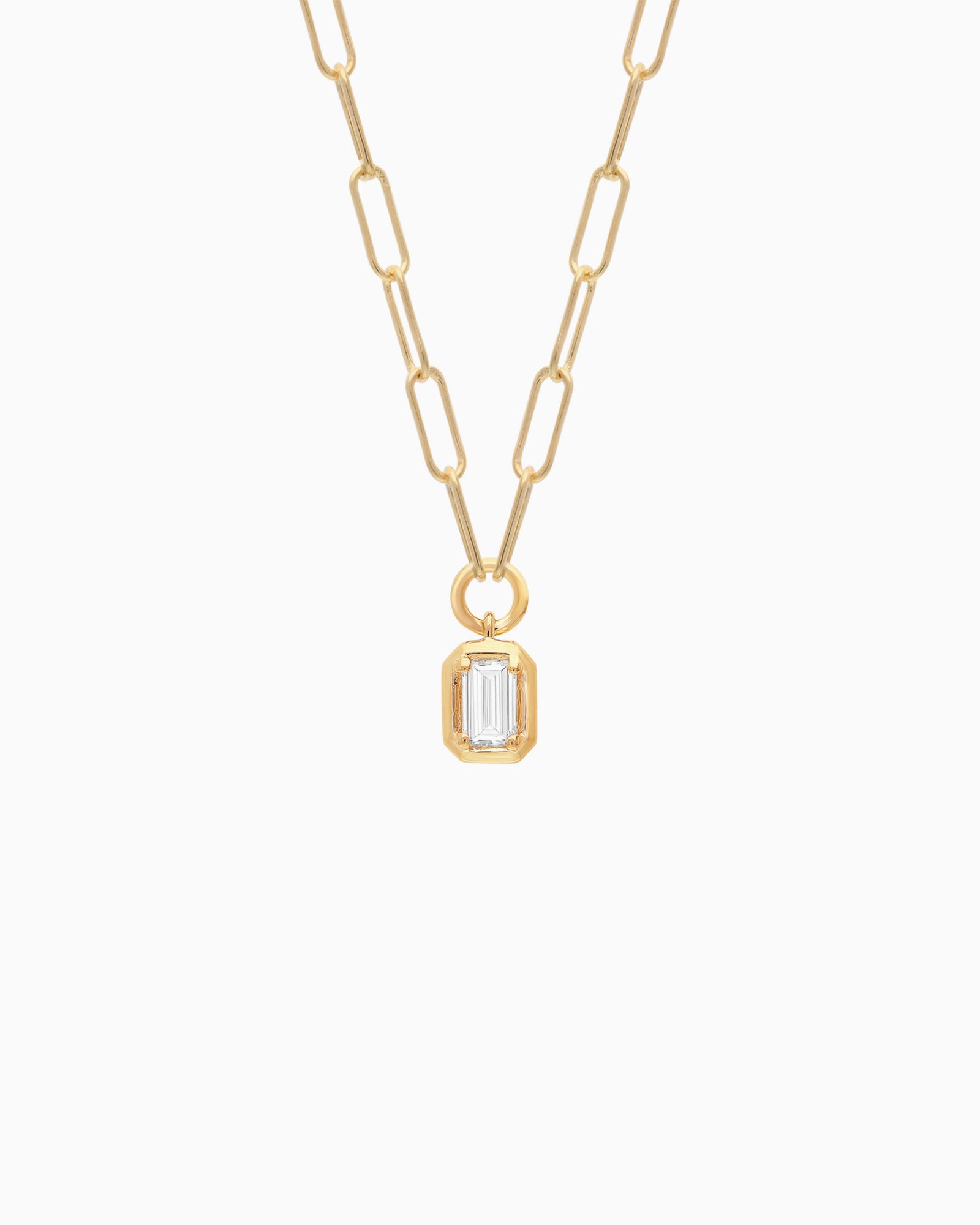 Radiance 9K Gold 0.50ct Emerald Lab Grown Diamond Necklace