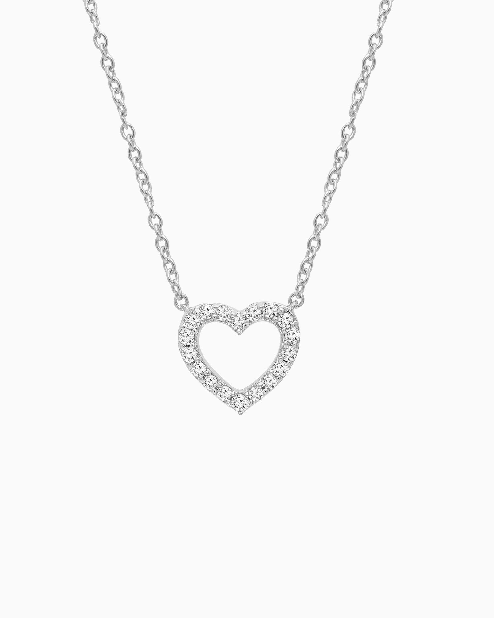 Signature 9K White Gold Lab Grown Diamond Heart Necklace