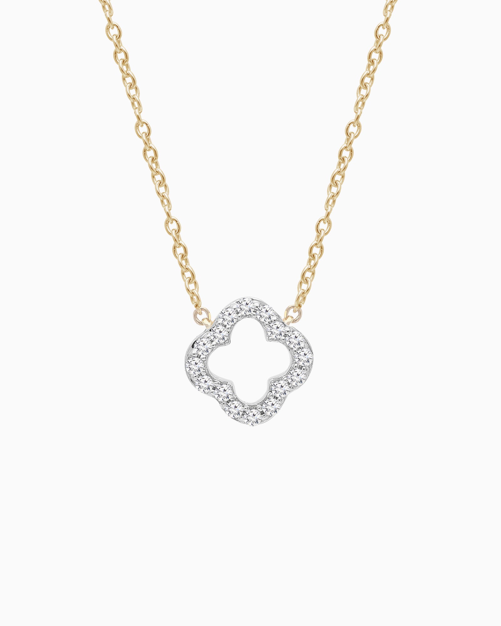 Signature 9K Gold Lab Grown Diamond Clover Necklace