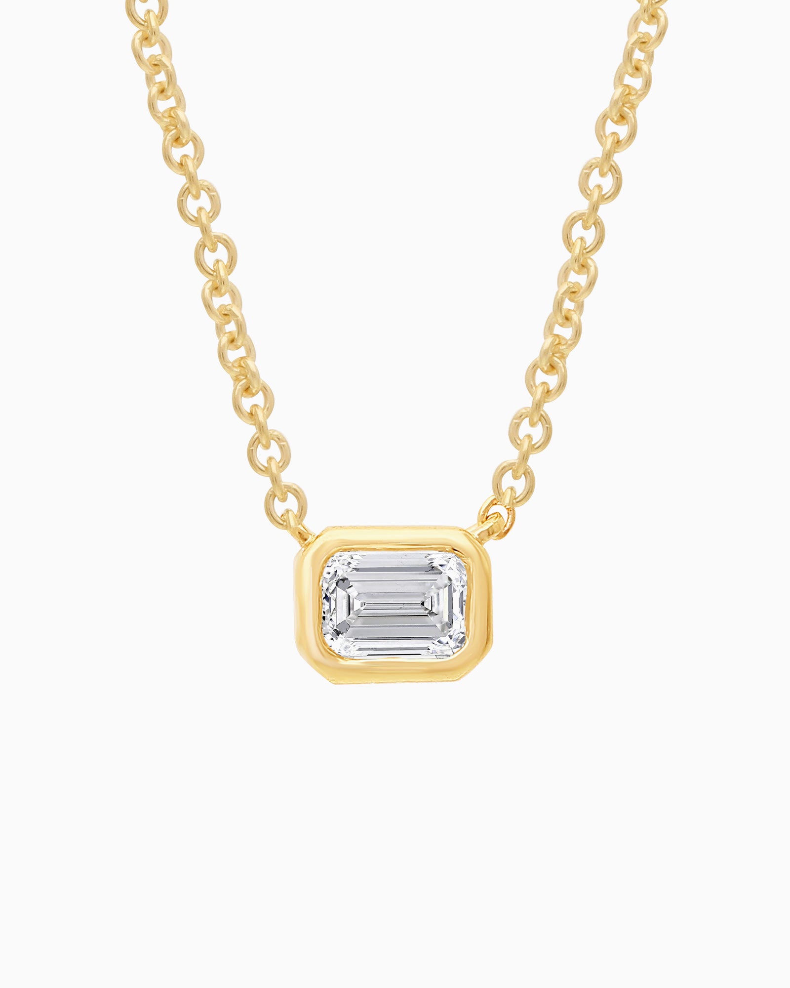 Radiance 9K Gold Emerald Cut Lab Grown Diamond Necklace