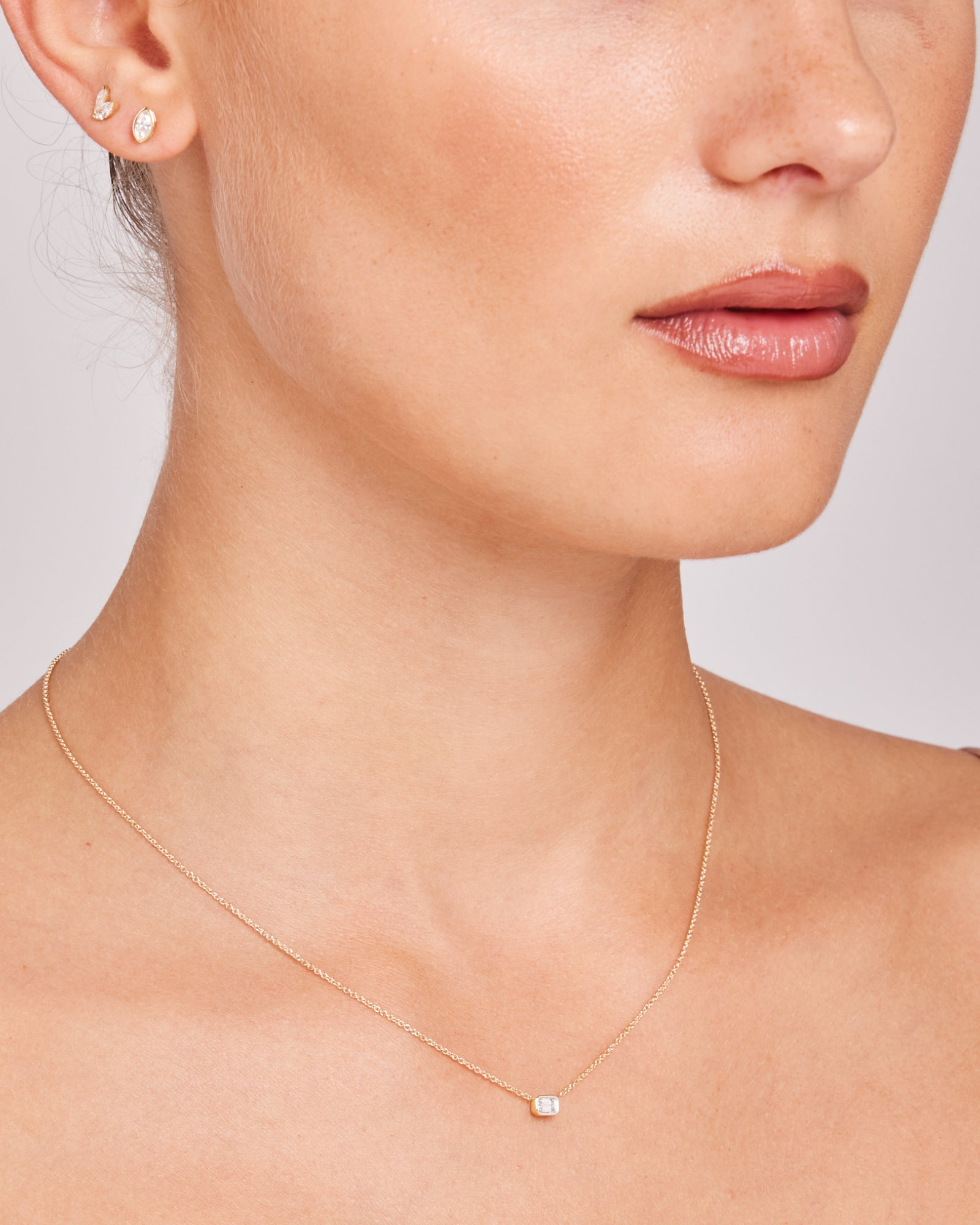 Radiance 9K Gold Emerald Cut Lab Grown Diamond Necklace