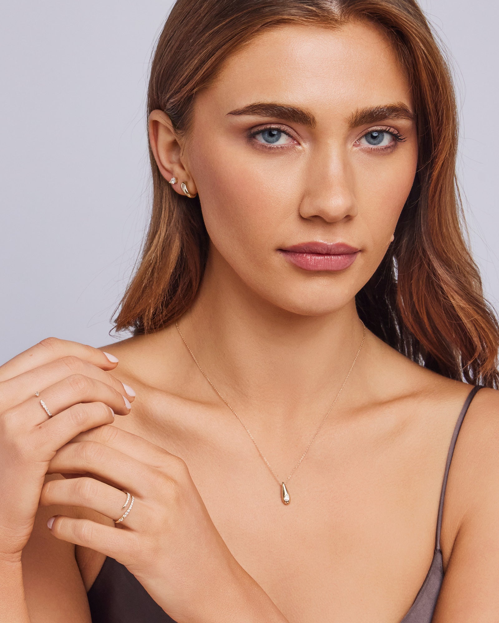 Flow 9K Gold 0.12ct Lab Grown Diamond Pear Necklace