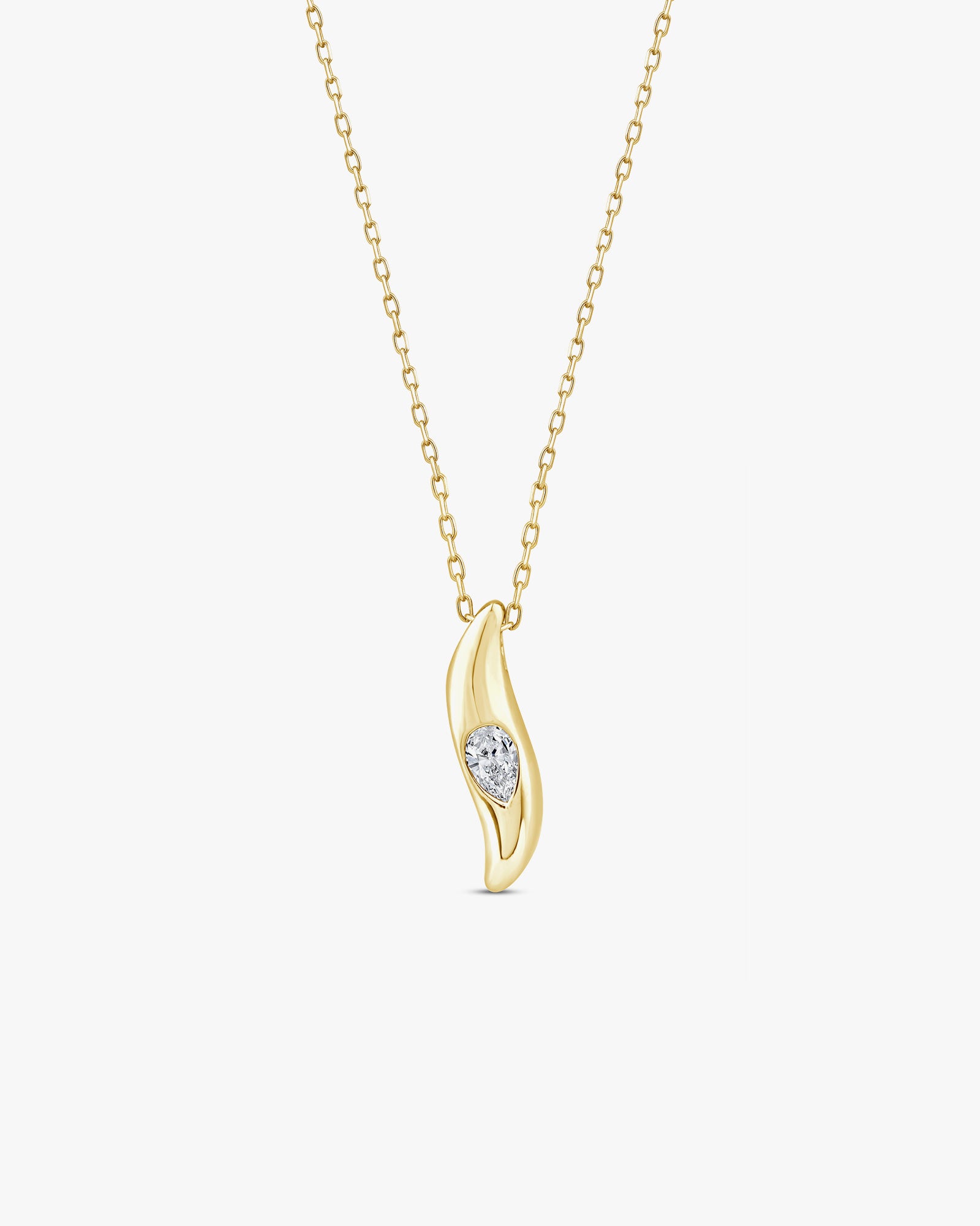 Flow 9K Gold 0.12ct Pear Lab Grown Diamond Wave Necklace