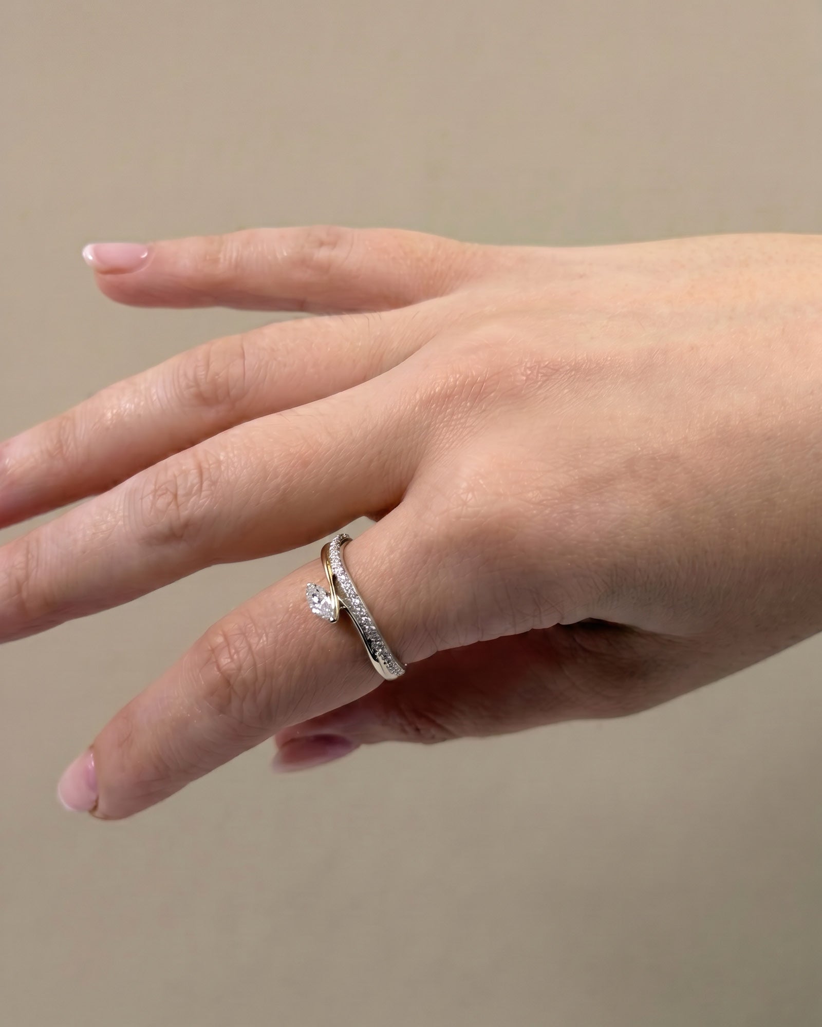 Radiance 9K White Gold 0.33ct Marquise Lab Grown Diamond Double Ring