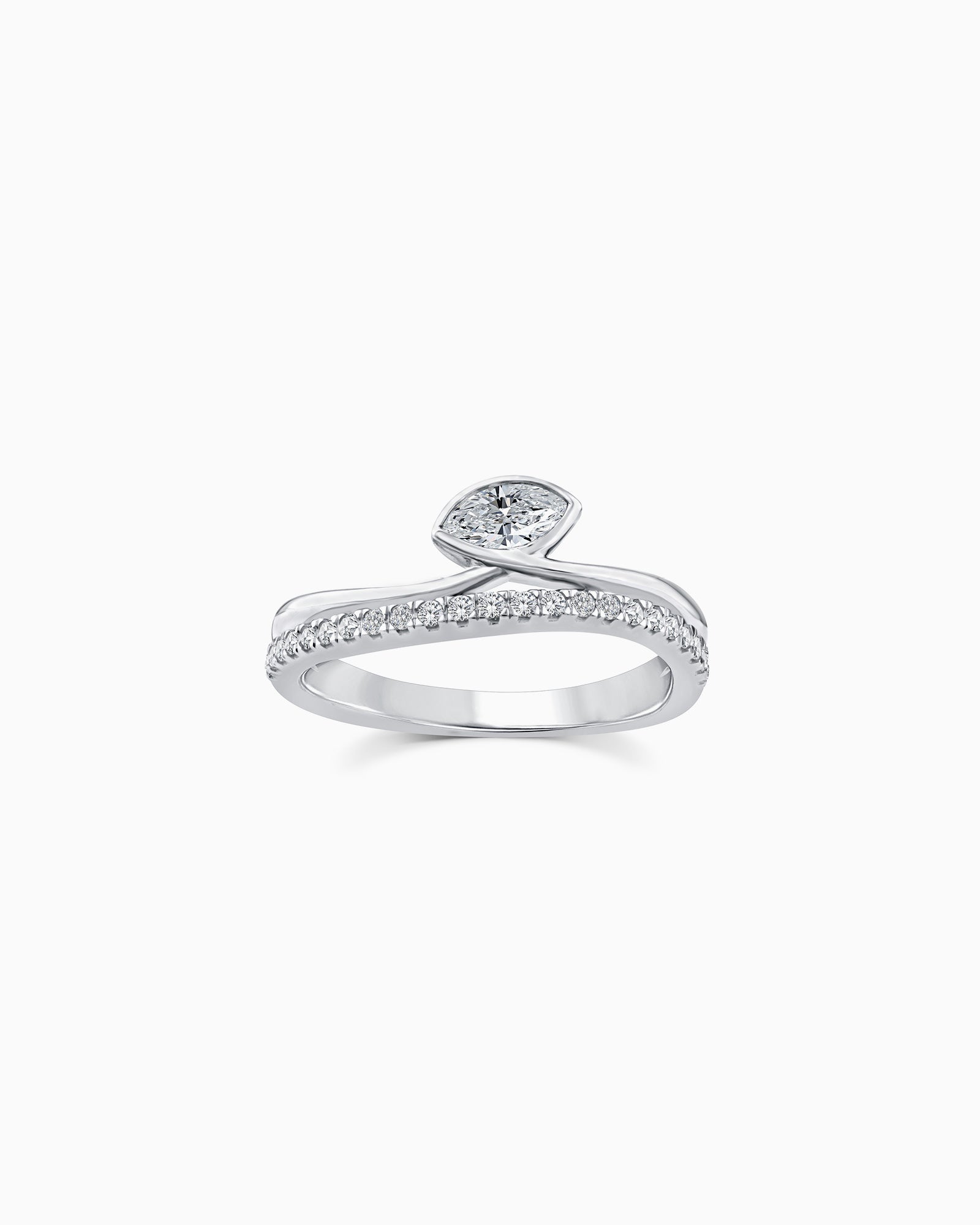 Radiance 9K White Gold Bezel Set 0.33ct Marquise Lab Grown Diamond Double Ring