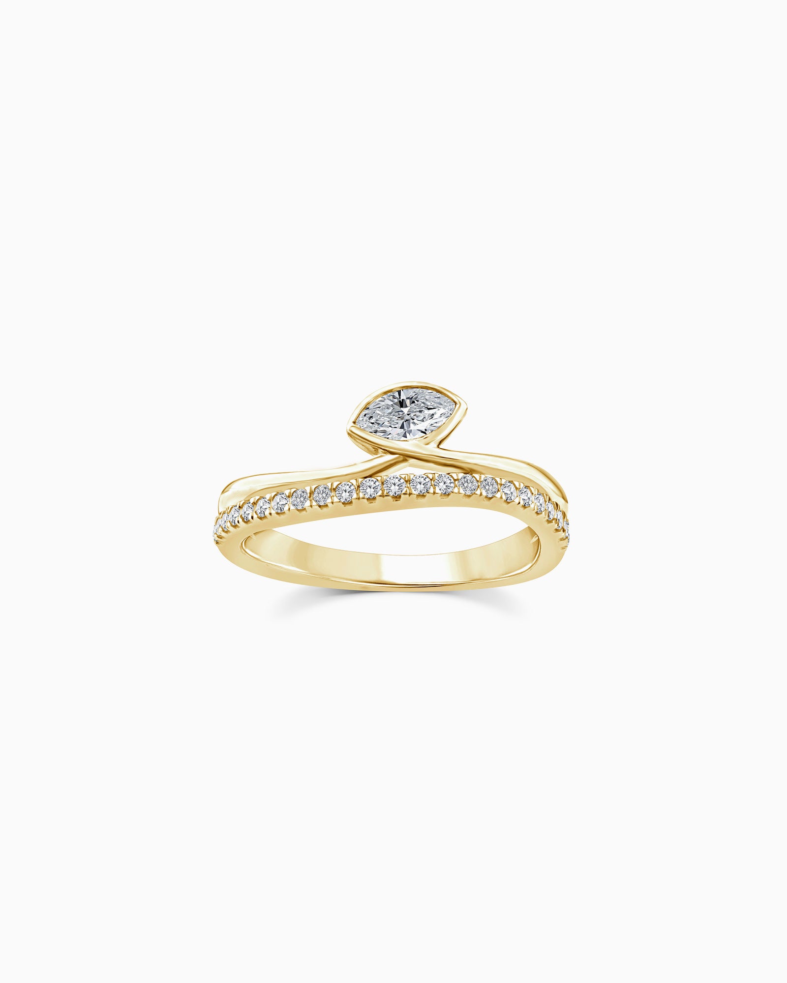 Radiance 9K Gold 0.33ct Bezel Set Marquise Lab Grown Diamond Double Ring