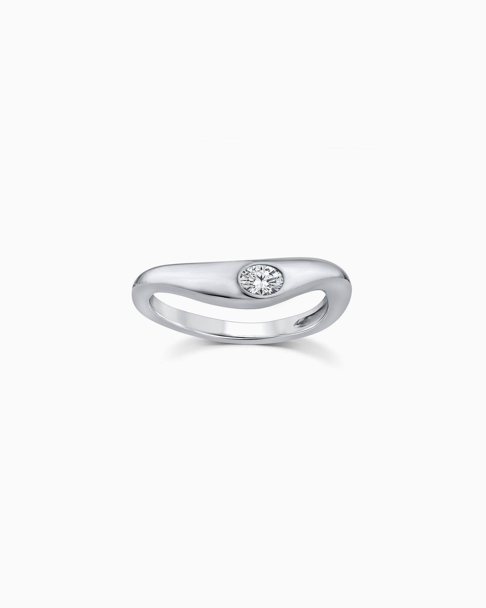 Flow 9K White Gold 0.15ct Oval Lab Grown Diamond Wave Ring