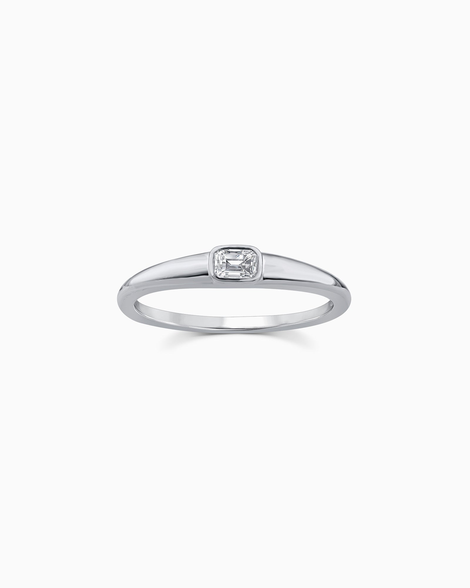 Radiance 9K White Gold Emerald Cut Lab Grown Diamond Ring