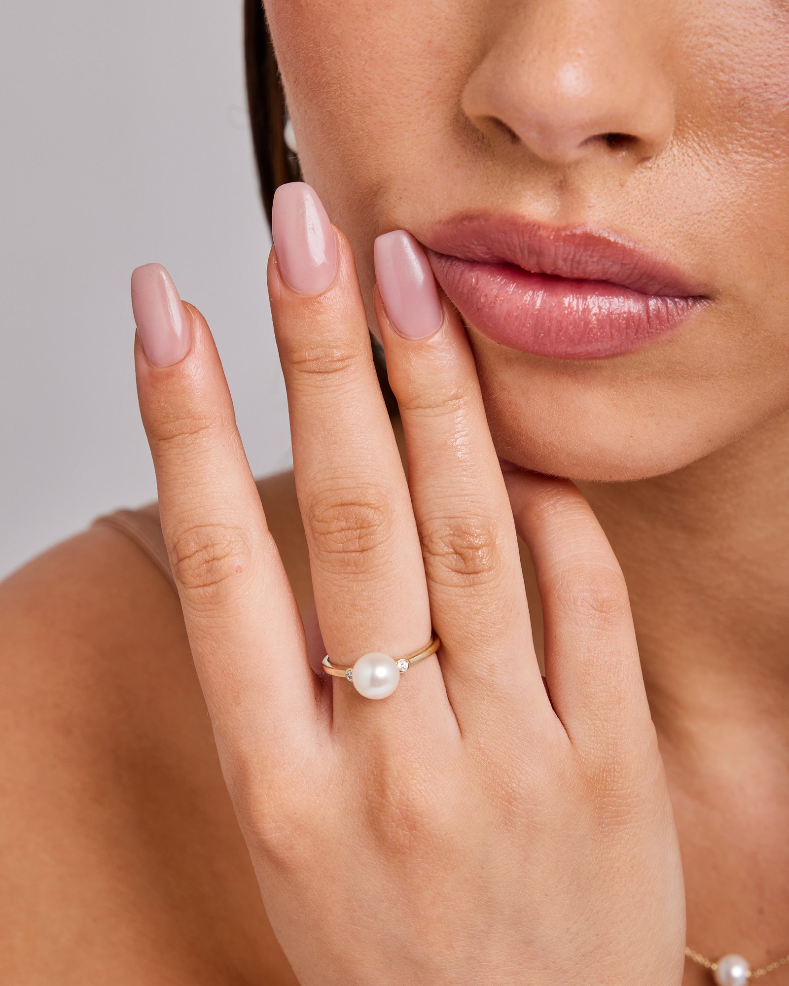 Eternal 9K Gold Lab Grown Diamond & Freshwater Pearl Ring