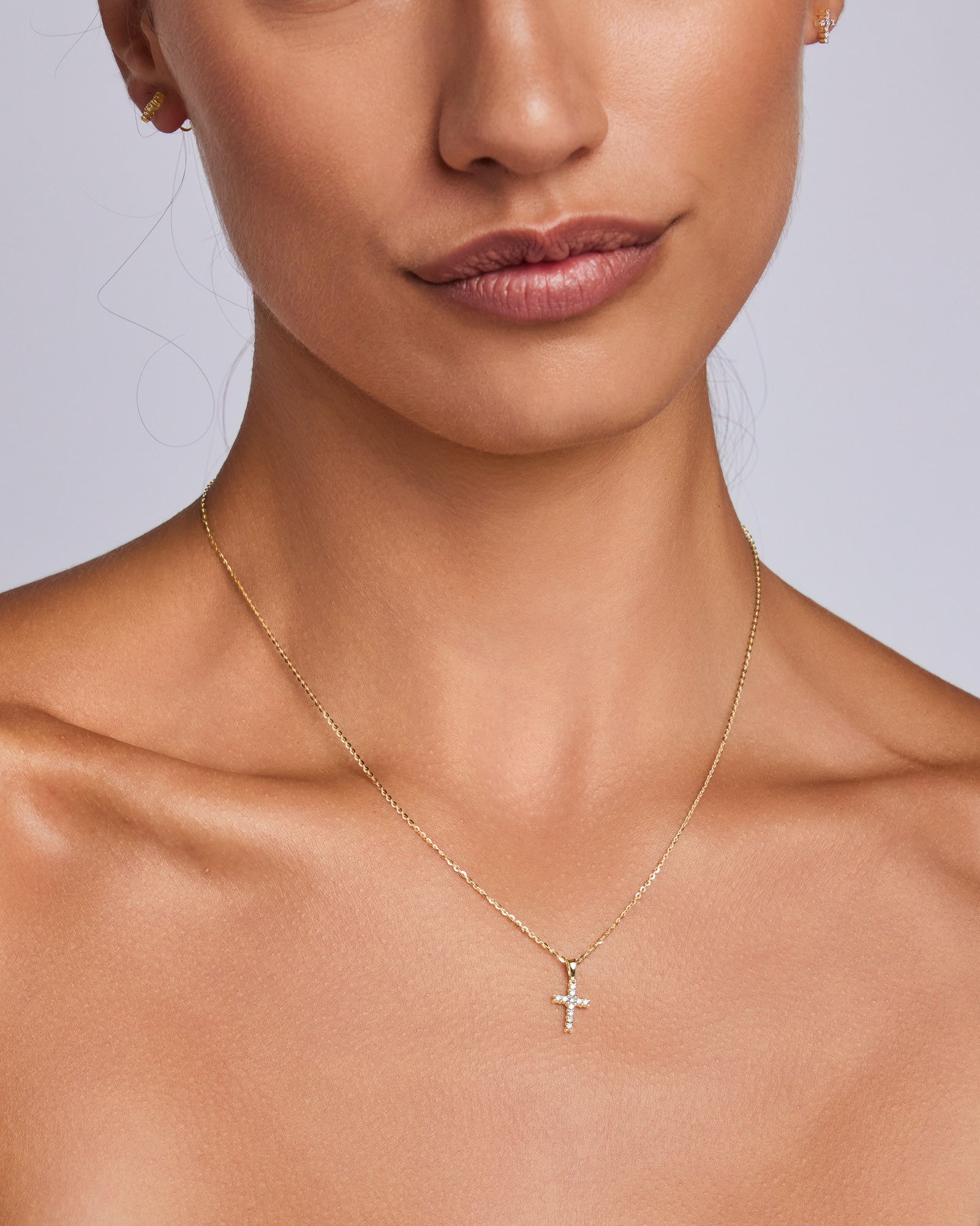 Memento 9K Gold 0.10ct Lab Grown Diamond Cross Pendant