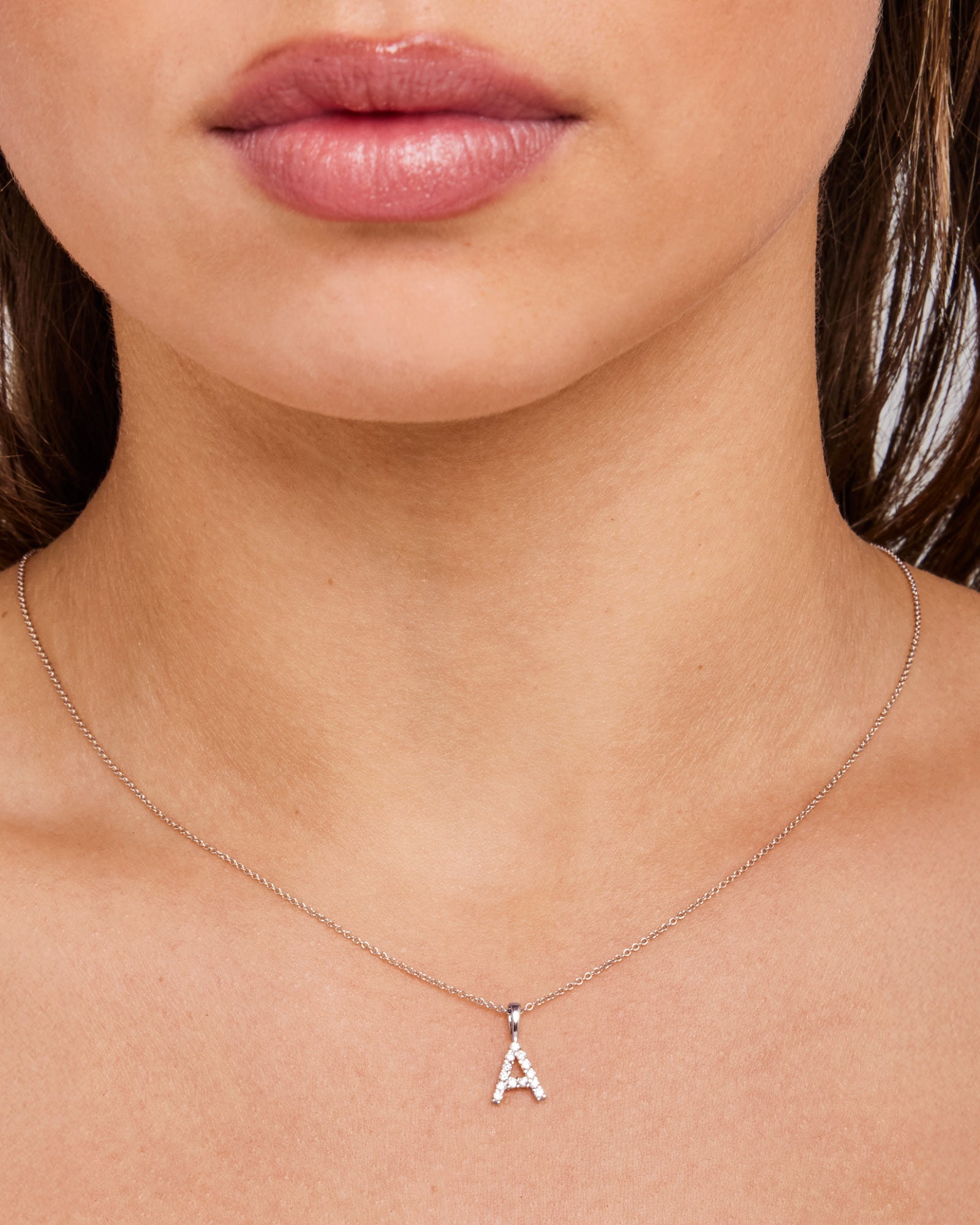 Imprint 9K White Gold Lab Grown Diamond Initial Pendant