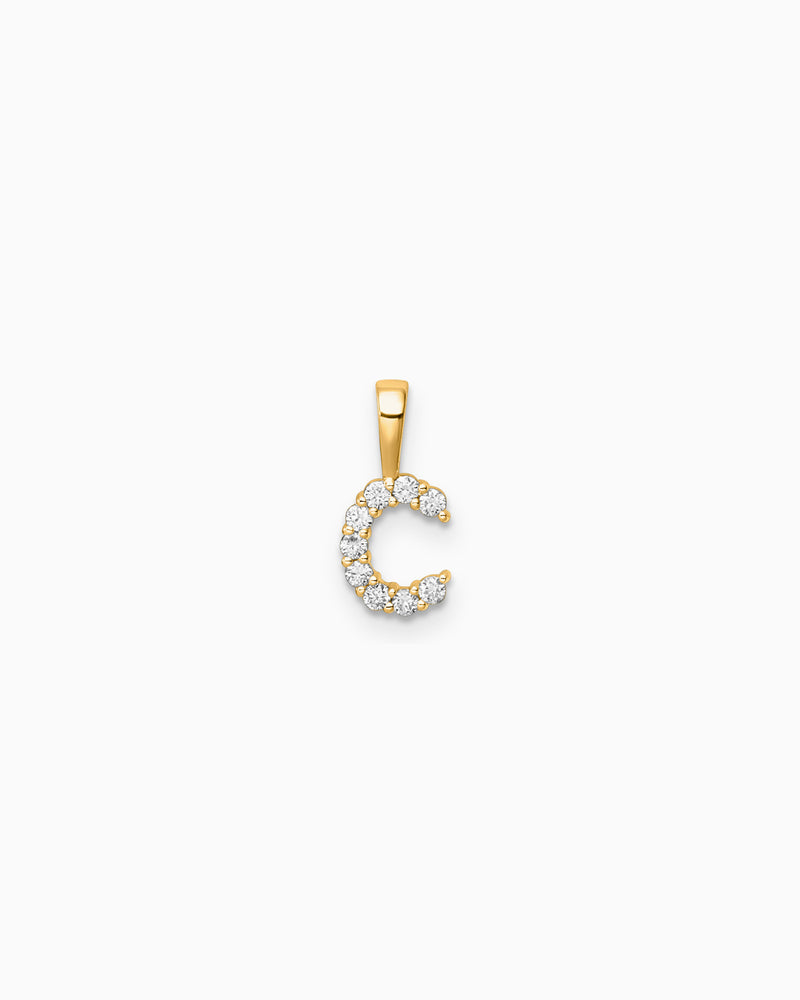 Imprint 9K Yellow Gold Lab Grown Diamond Initial Pendant, side view — Zoe Olivia