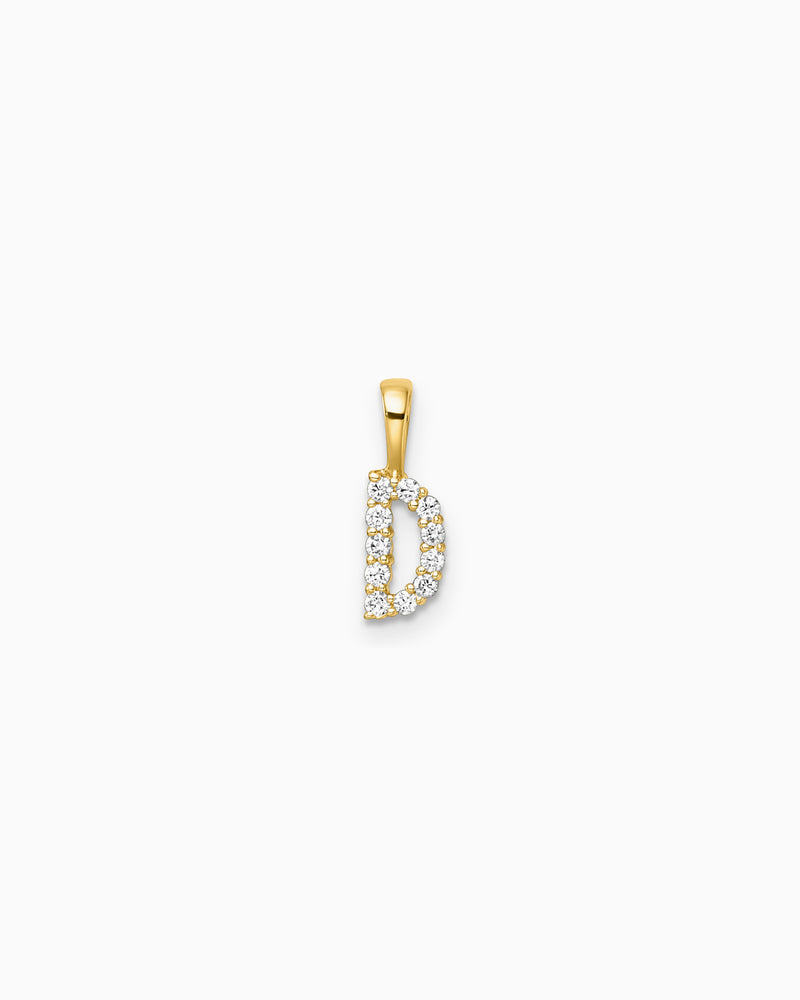 Imprint 9K Yellow Gold Lab Grown Diamond Initial Pendant, styled flat lay — Zoe Olivia