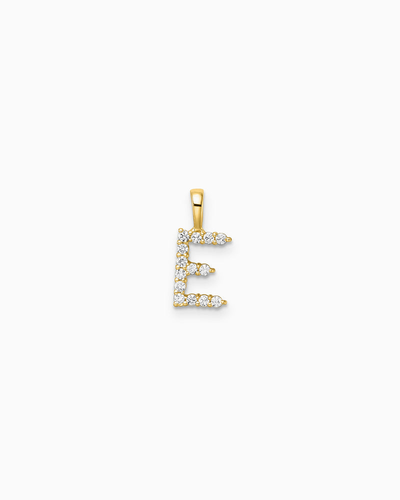 Imprint 9K Yellow Gold Lab Grown Diamond Initial Pendant, worn detail — Zoe Olivia