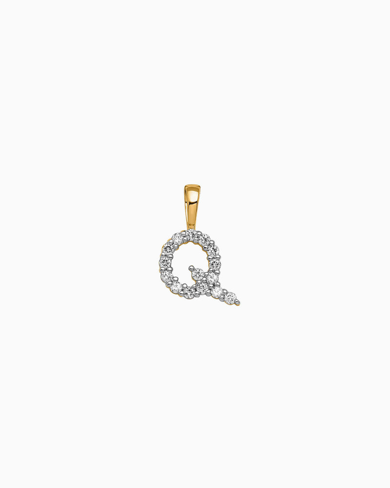 Imprint 9K Yellow Gold Lab Grown Diamond Initial Pendant, side view 18 — Zoe Olivia