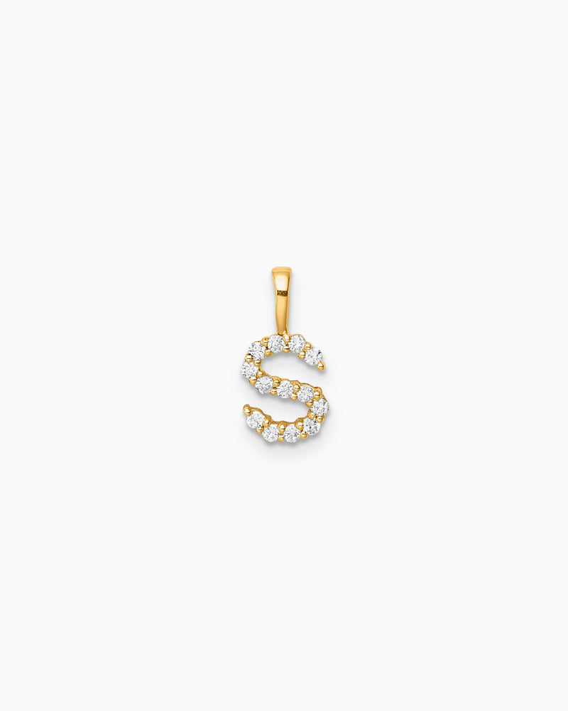 Imprint 9K Yellow Gold Lab Grown Diamond Initial Pendant, worn detail 20 — Zoe Olivia