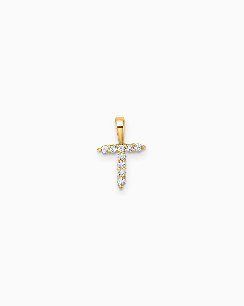 Imprint 9K Yellow Gold Lab Grown Diamond Initial Pendant, back view 21 — Zoe Olivia