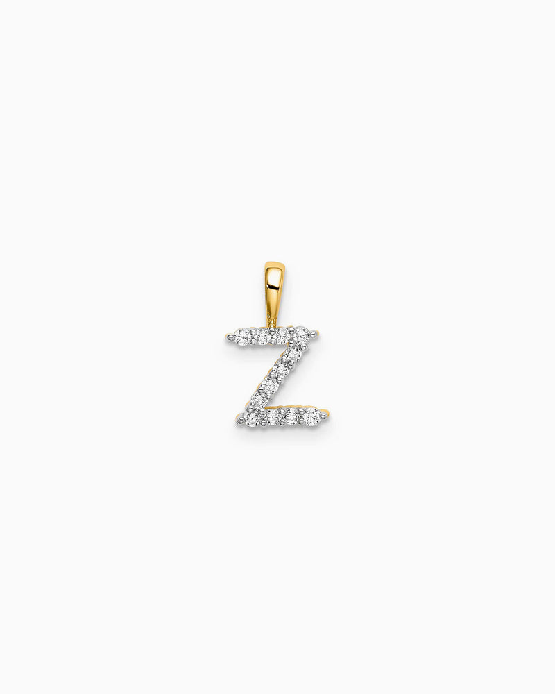 Imprint 9K Yellow Gold Lab Grown Diamond Initial Pendant, worn detail 27 — Zoe Olivia