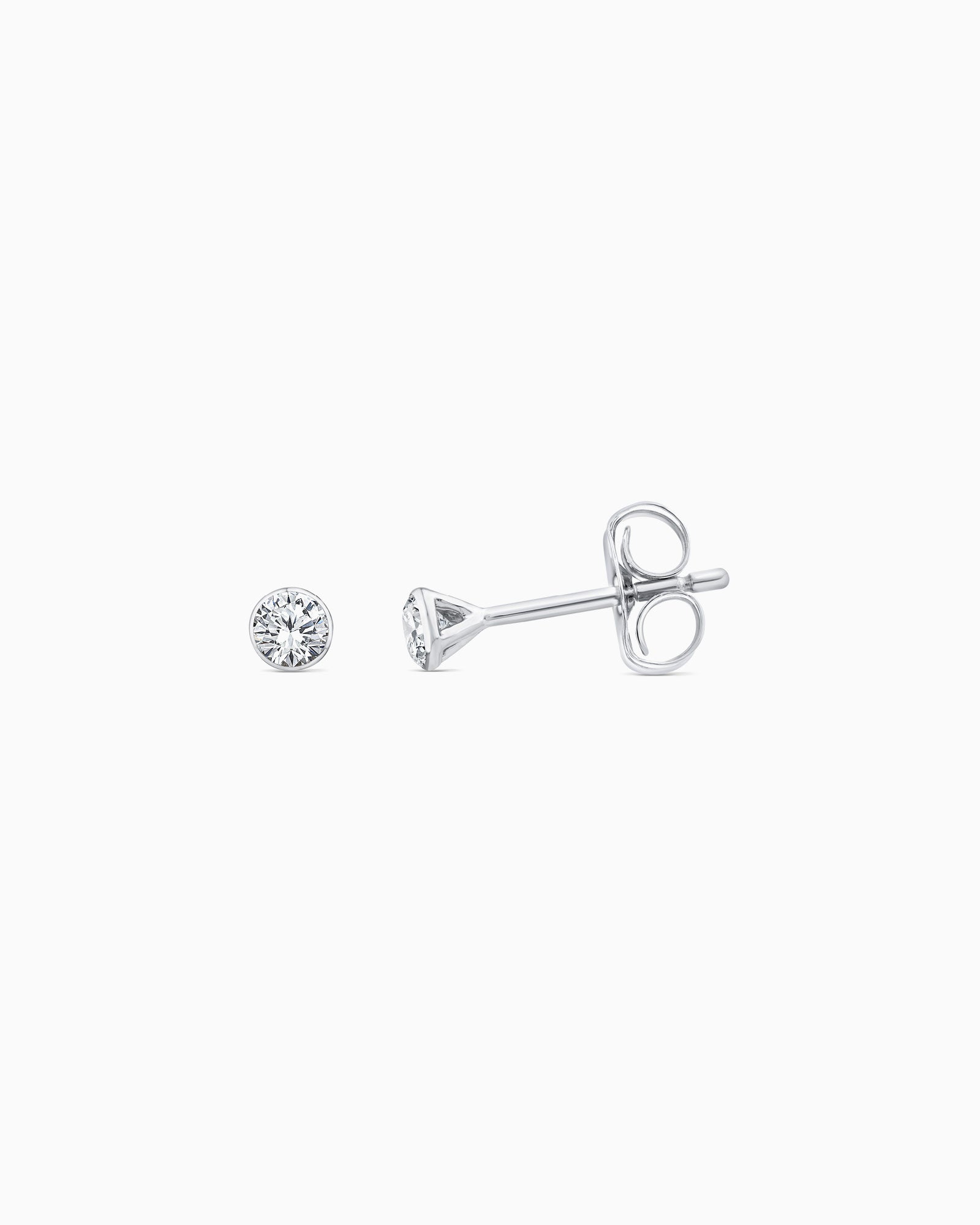 Signature 9K White Gold 0.25ct Lab Grown Diamond Bezel Stud Earrings