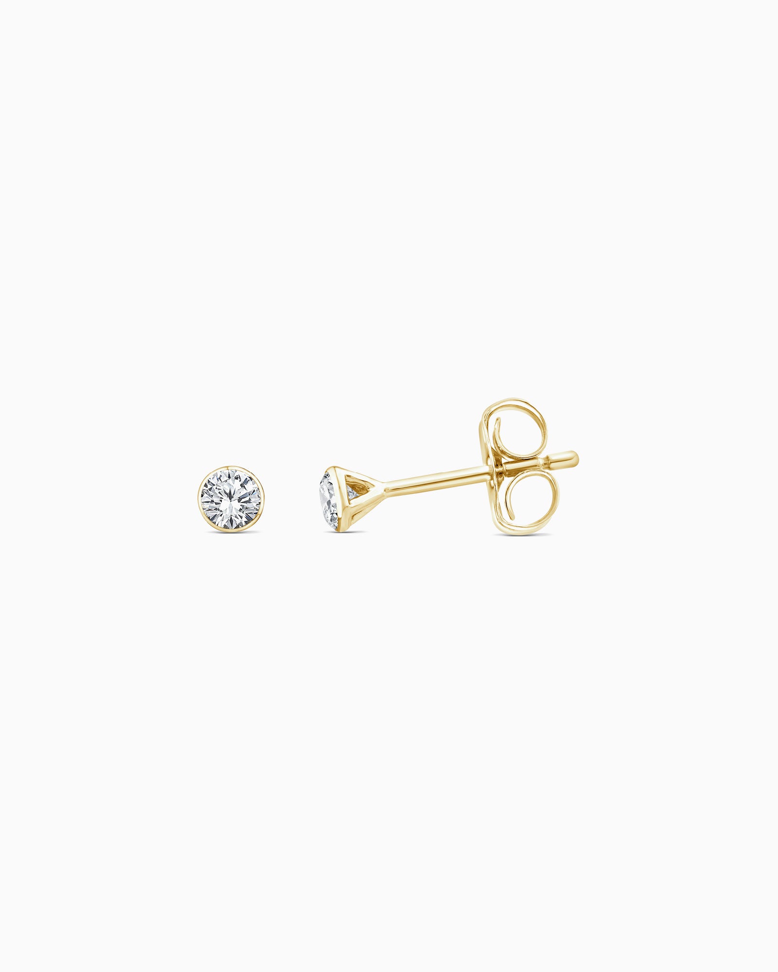 Signature 9K Gold 0.25ct Lab Grown Diamond Bezel Stud Earrings